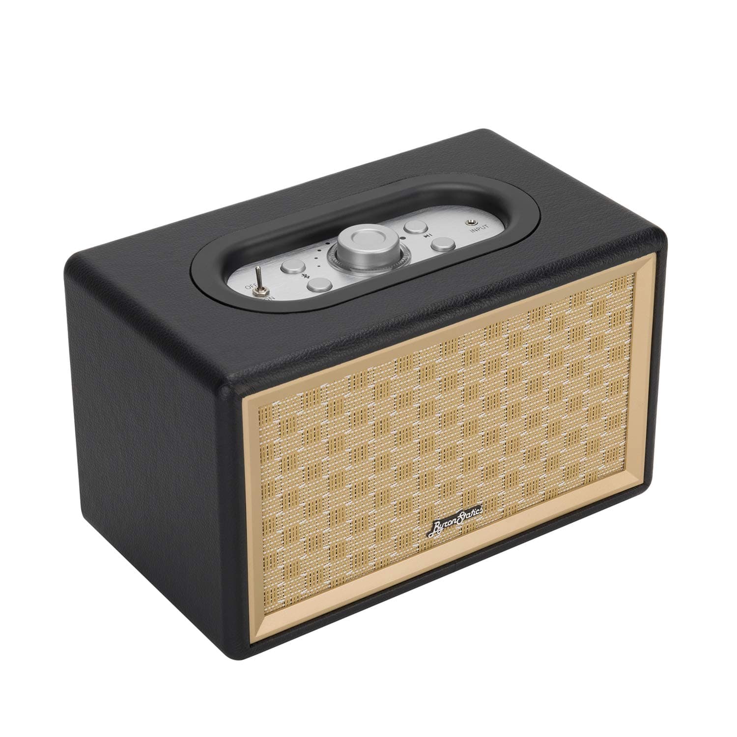 ByronStatics Bluetooth Speakers Portable Wireless Vintage Audio 33 ft Bluetooth Range Battery Power Toggle Switch Knob Volume Aux Input for Laptop Cell Phone Computers Accessories Black