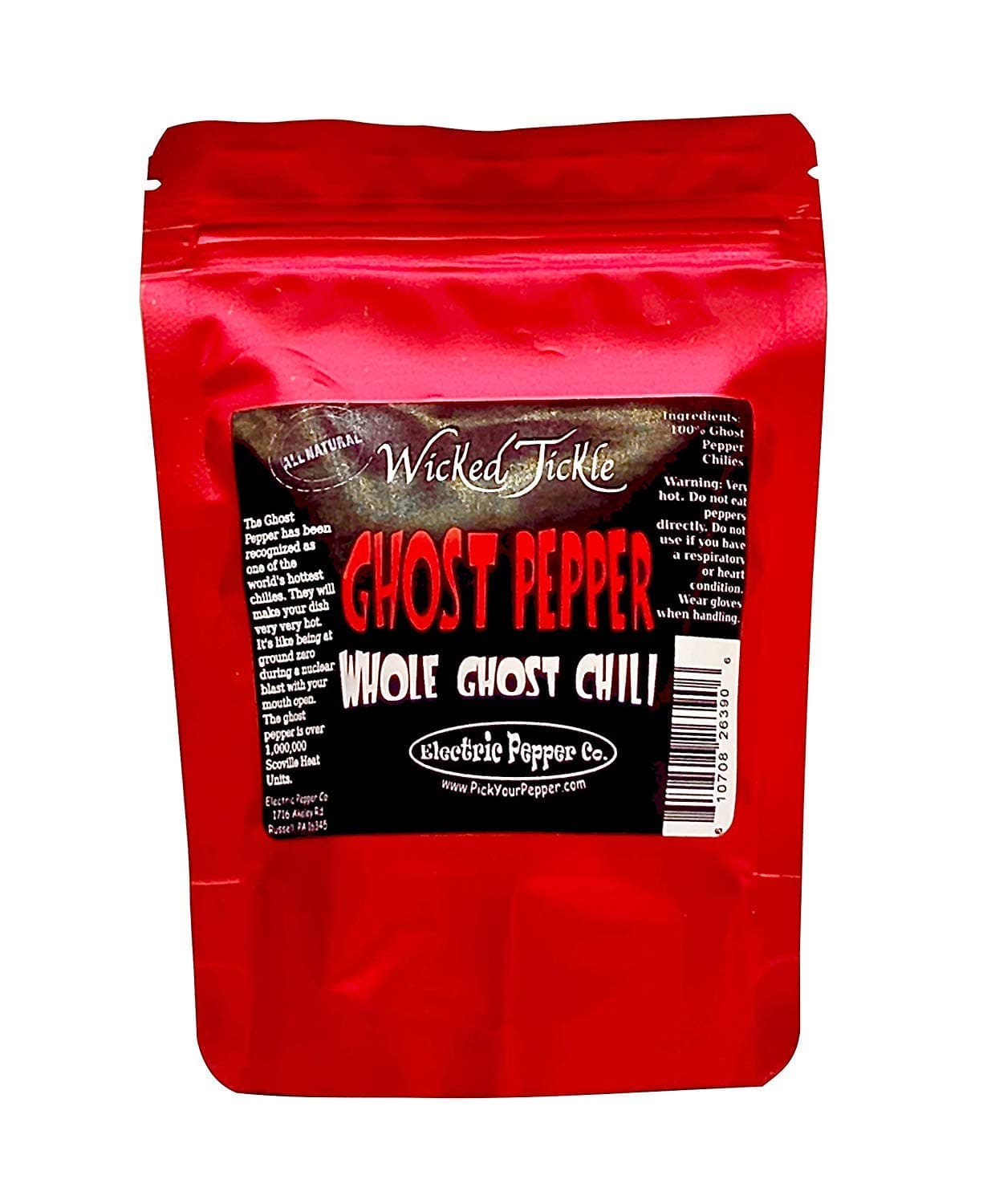 Wicked Tickle Whole Dried Ghost Peppers, 7 Pack (5 + 2 Free), Superhot Bhut Jolokia