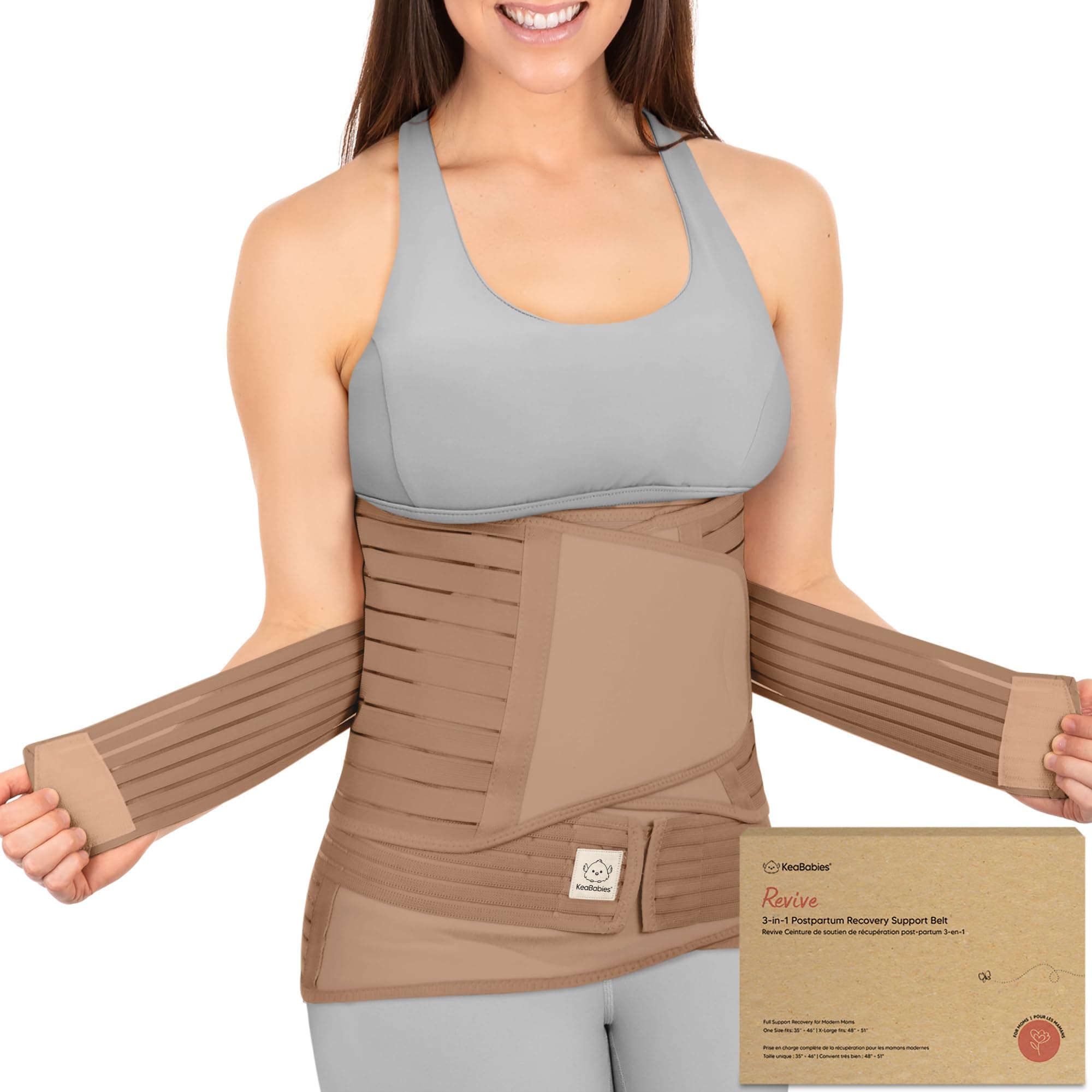 3 in 1 Postpartum Belly Support Recovery Wrap – Postpartum Belly Band, After Birth Brace, Slimming Girdles, Body Shaper Waist Shapewear, Post Surgery Pregnancy Belly Support Band (Warm Tan, M/L)
