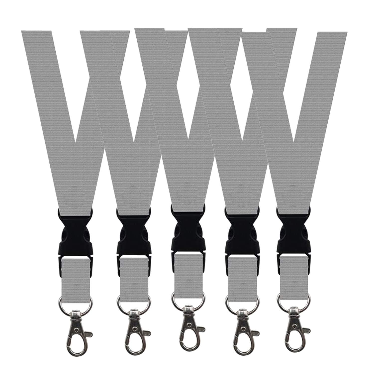 5 Pack Neck Safety Lanyards Detachable Buckle Enhanced Model Hook Breakaway Strap Quick Release Lanyard for ID Badge Holders,Key,Women Men Cell Phones USB Whistles - Grey