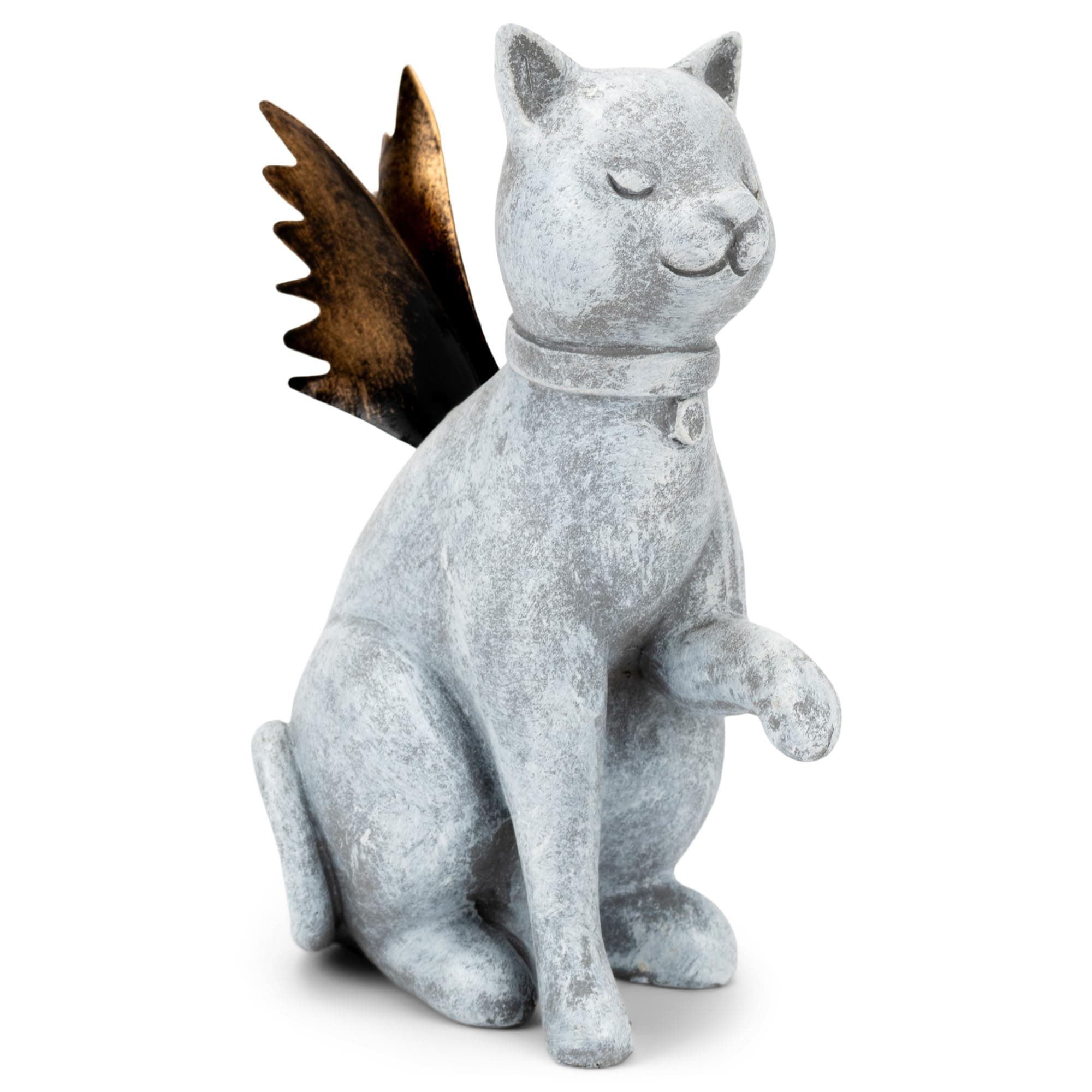 TranspacDistressed Silvertone Praying Angel Cat 3.5 x 4 Resin Decorative Tabletop Figurine