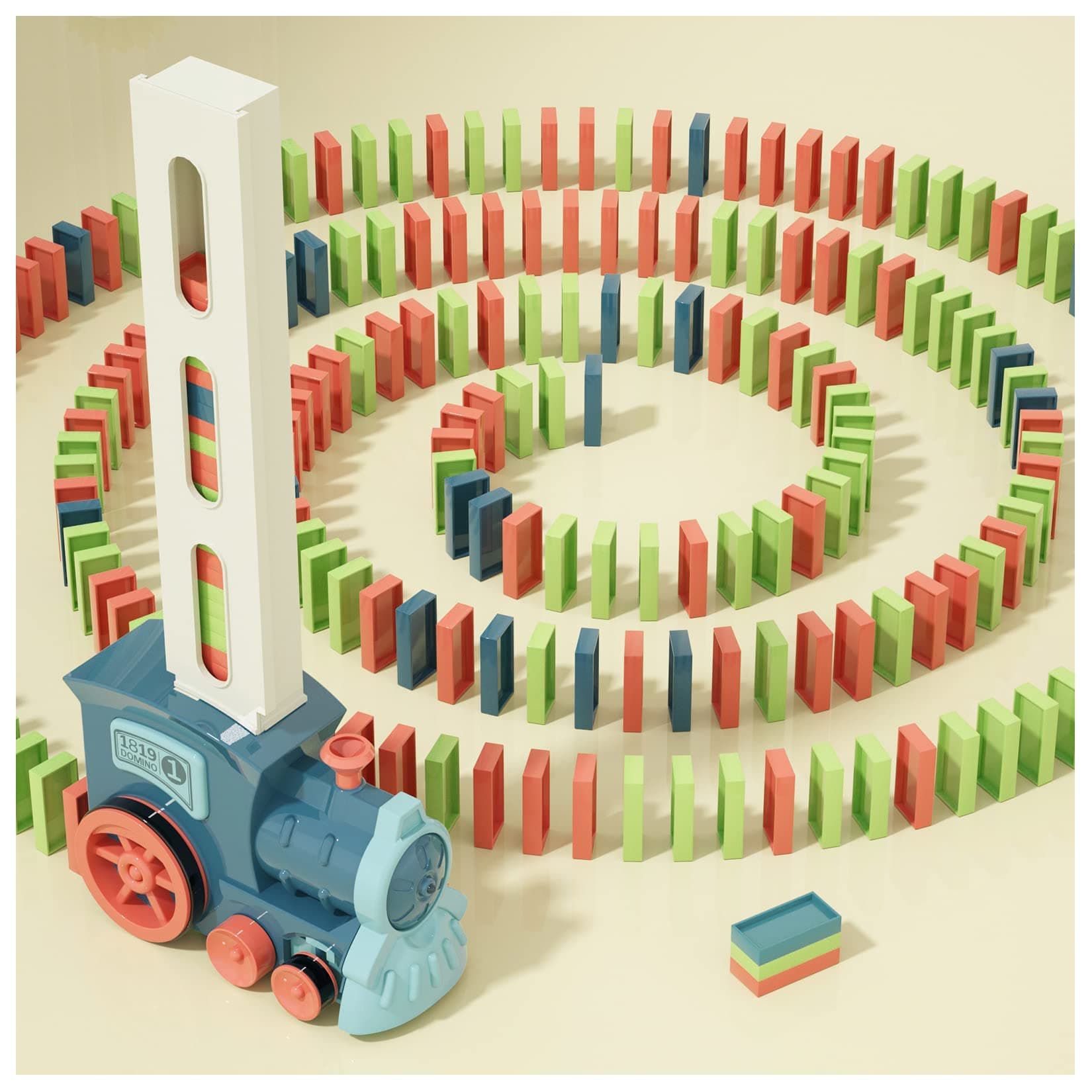PREPHY Domino Train Toys Kids Games - Automatic Stacking Creative Game 3+ Year Old - Stem Montessori Toy for Boys 4-6 - Summer Autistic Christmas Birthday Gifts 5 6 Toddler Ages 4-8