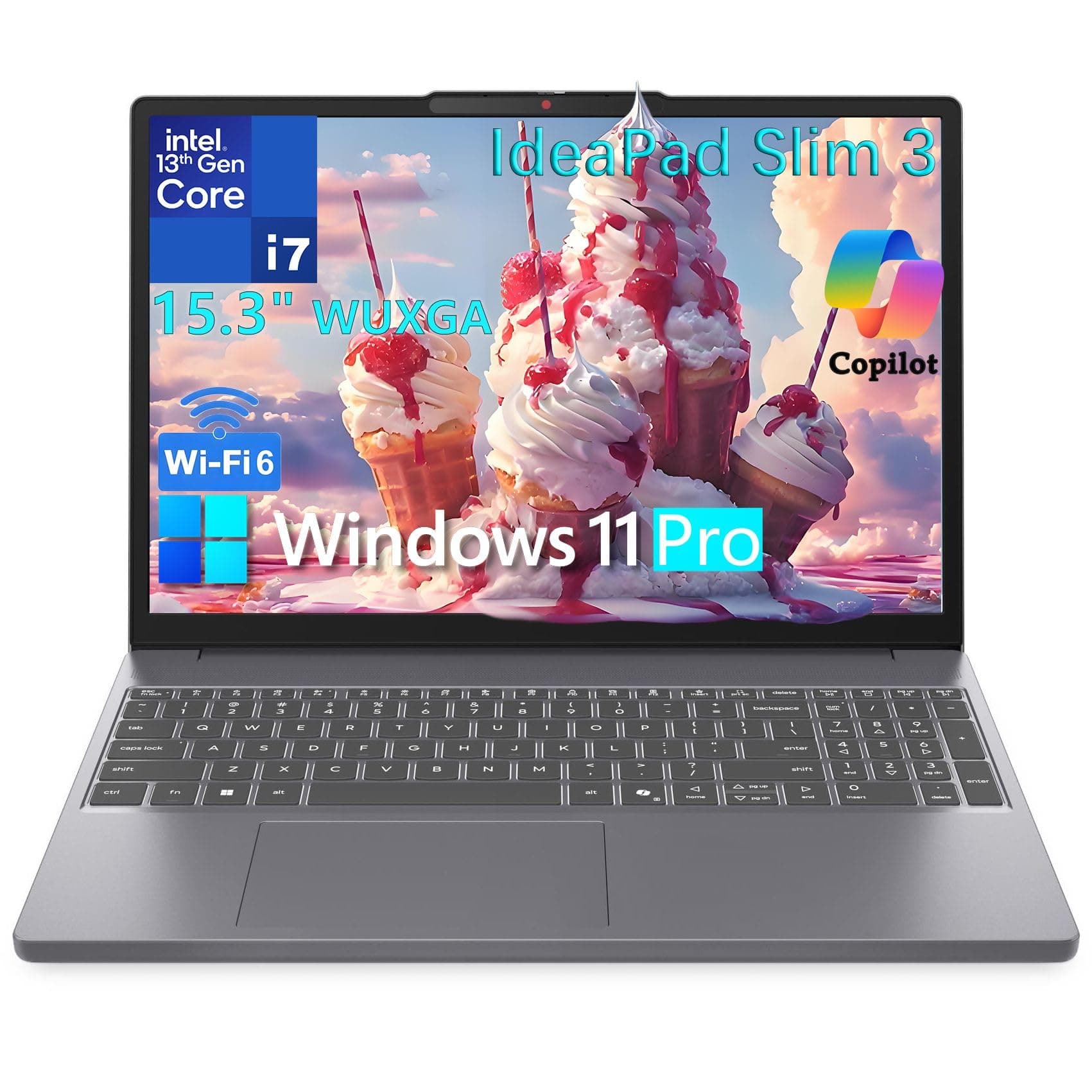 Laptop Computer, Intel 10-Core i7-13620H (Beat Ultra 7 255U), 40GB DDR5 RAM, 1TB PCIe SSD, WiFi 6, BT 5.2, 15" FHD+, IdeaPad Slim 3 Copilot PC for Business and Home, Luna Grey, Windows 11 Pro