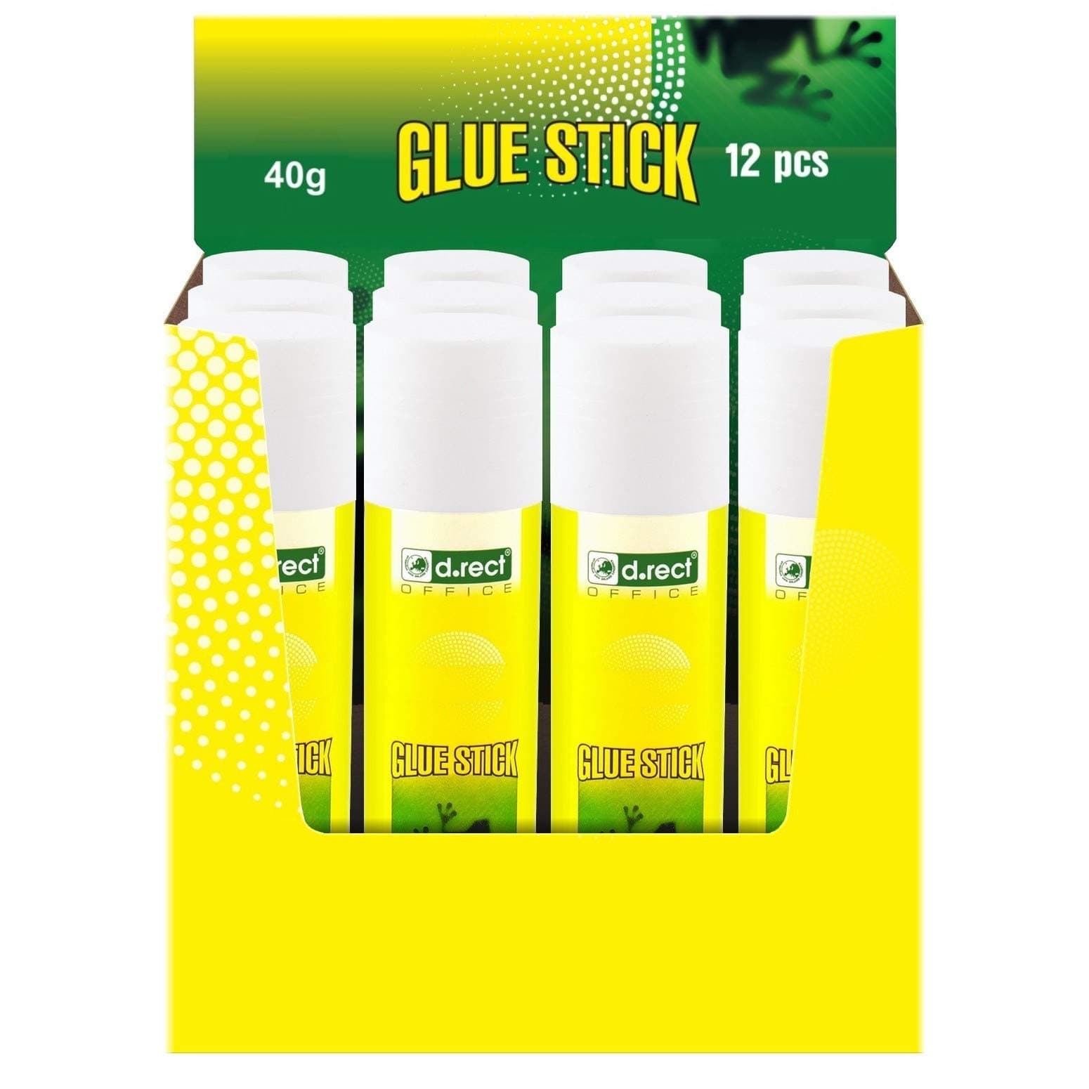D.RECT Glue Stick 40g - PVA Glue for Craft Art Scrapbooking - Strong Hold Adhesive for Home School & Office Supplies, Pack of 12