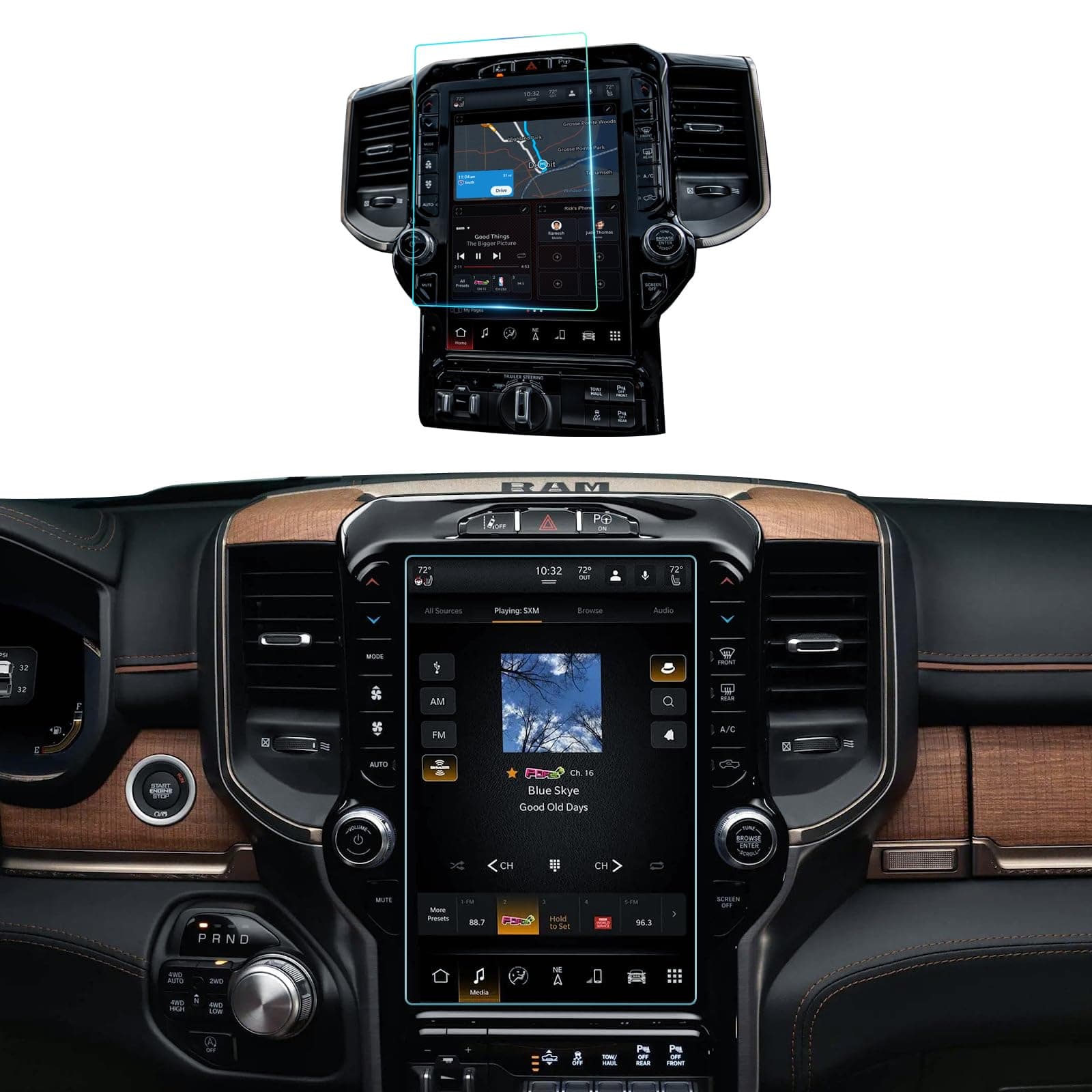 Car Screen Protector for 2019-2024 2025 2026 Dodge Ram 1500 2500 3500 Accessories TRX Rebel Laramie Limited Uconnect Trucks Pickup 12" Tempered Glass GPS Navigation Touchscreen Protector HD Clear