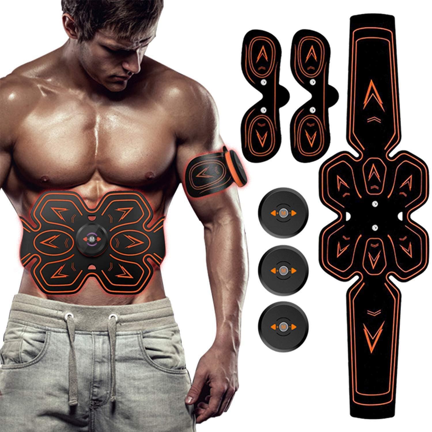 ZHENROG Muscle Stimulator, Abs Trainer Abdominal Belt, USB Rechargeable Muscles Toner, Ab Belt Toning Gym Workout, 6 Modes 10 Levels Abdominal Stimulator for Men&Women (Black-1)