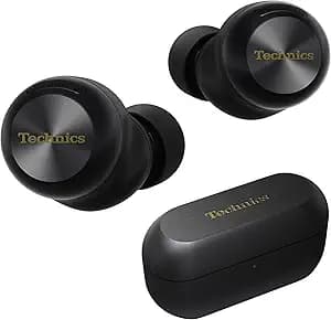 Technics Reference Class Hi-Fi Wireless Earbuds, Dolby Atmos with Head Tracking, Adaptive Noise Cancelling, 3 Device Multipoint, 10-hr Battery, Wireless Charging, Improved Fit - EAH-AZ100-K (Black)