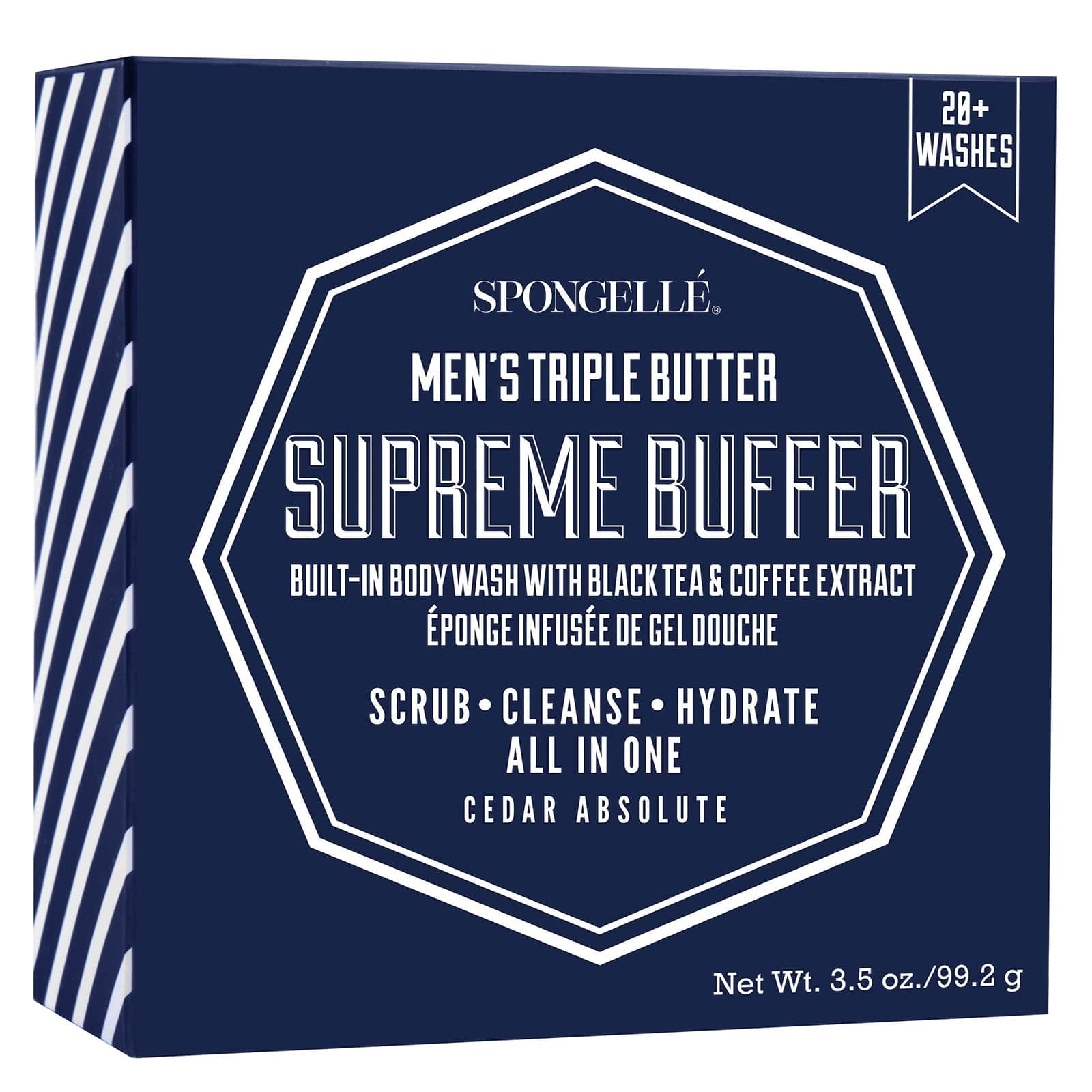 Men's Triple Butter Supreme Body Wash Infused Buffer, Cedar Absolute