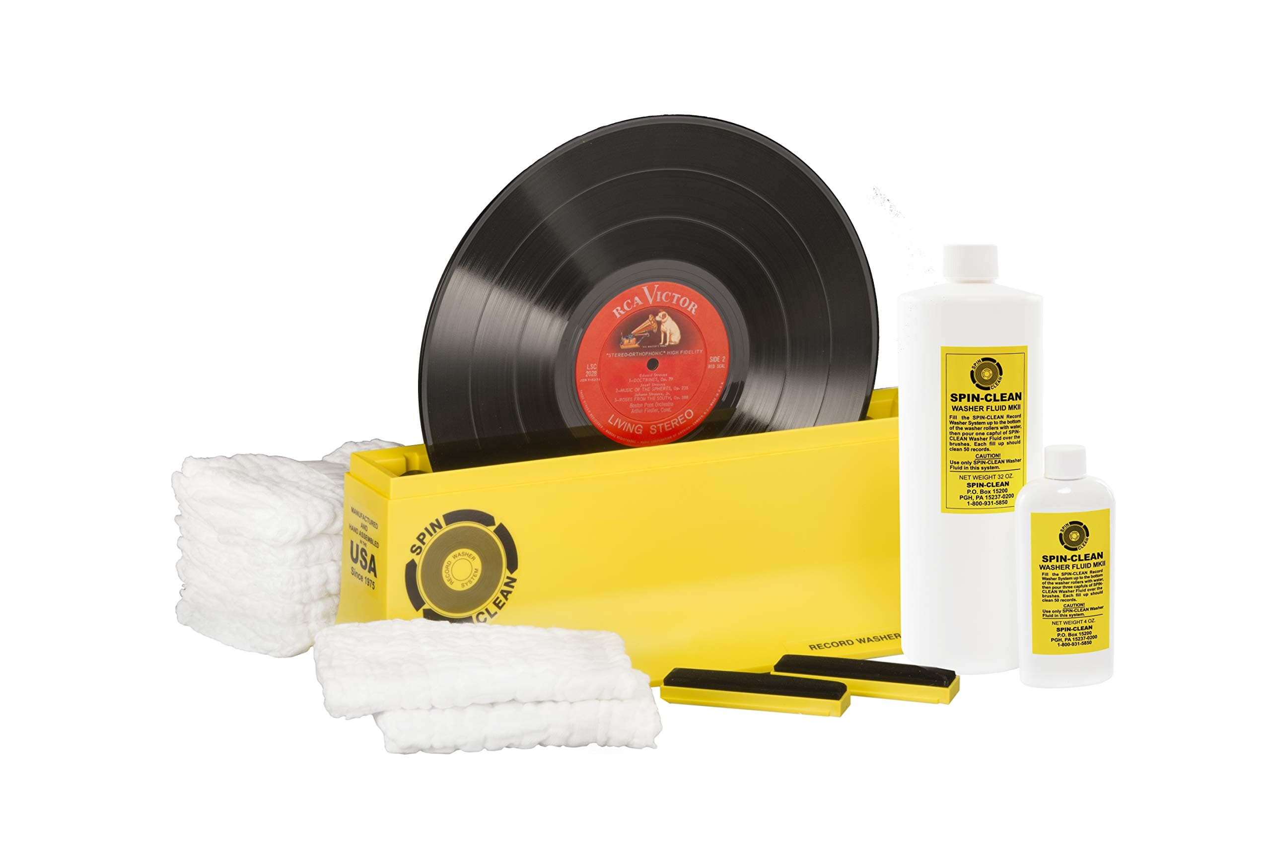 Spin-Clean Vinyl Record Washer Deluxe Kit | Record Cleaning Kit | Vinyl Record Cleaner | Includes Five Extra Drying Cloths, Extra 32oz. Fluid & Extra Brushes | Perfect for 33, 45 & 78 RPM