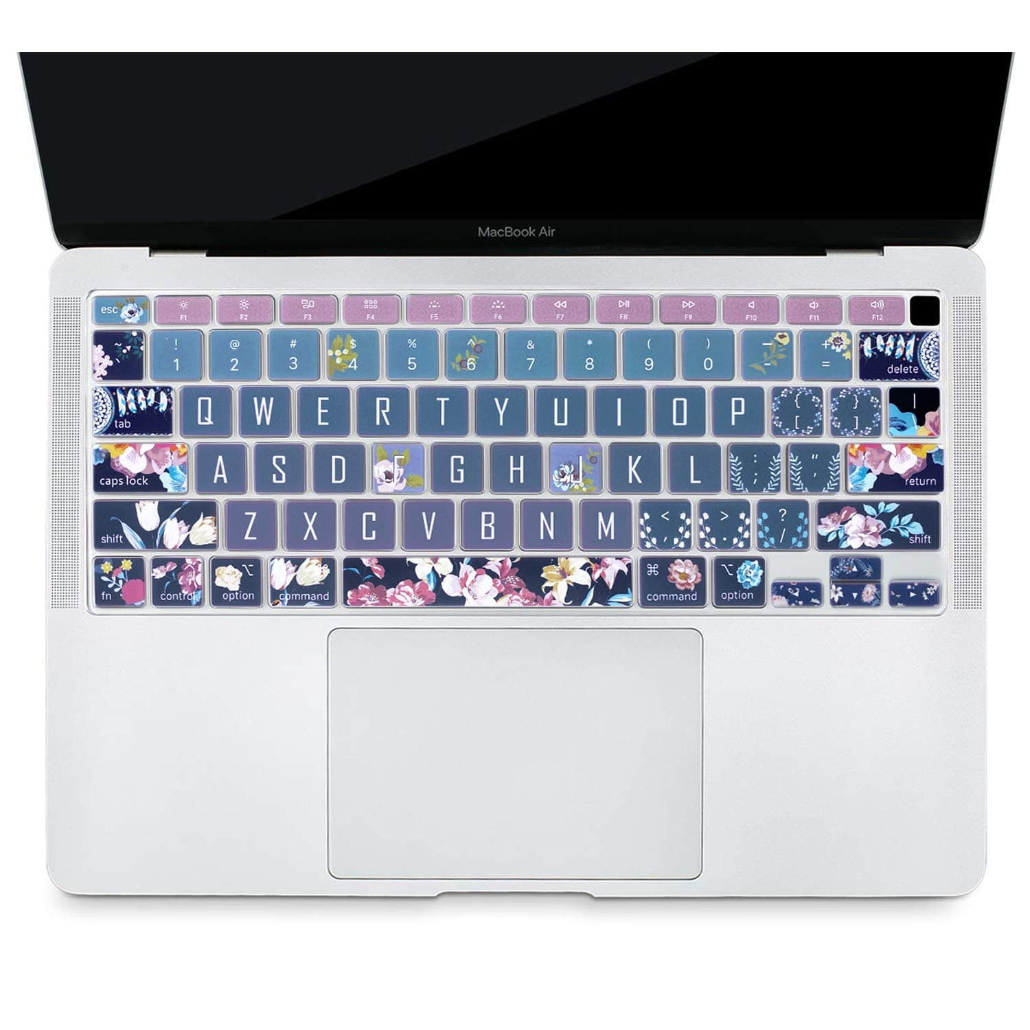 Keyboard Cover Protector for 2020 Apple MacBook Air 13.3 inch (Model: A2179, A2337 M1 Chip, US Layout) with Touch ID, Silicone Skin Keyboard Protector with Floral Design, Red Flower