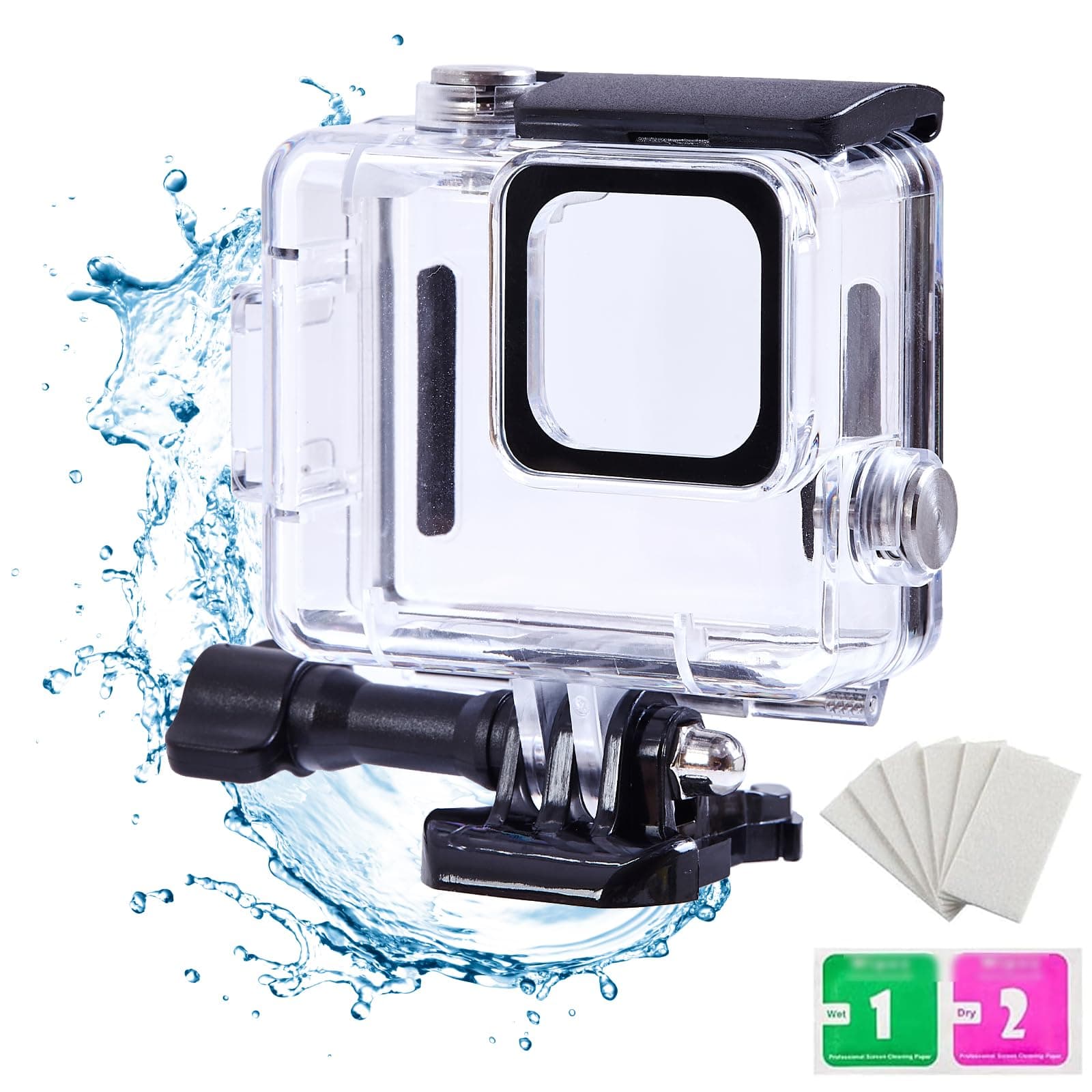 196FT/60M Waterproof Case for GoPro Hero 4K Compact Waterproof Action Camera, Underwater Diving Protective Housing Shell for Go Pro Hero 4K Compact Action Camera with Bracket Accessories