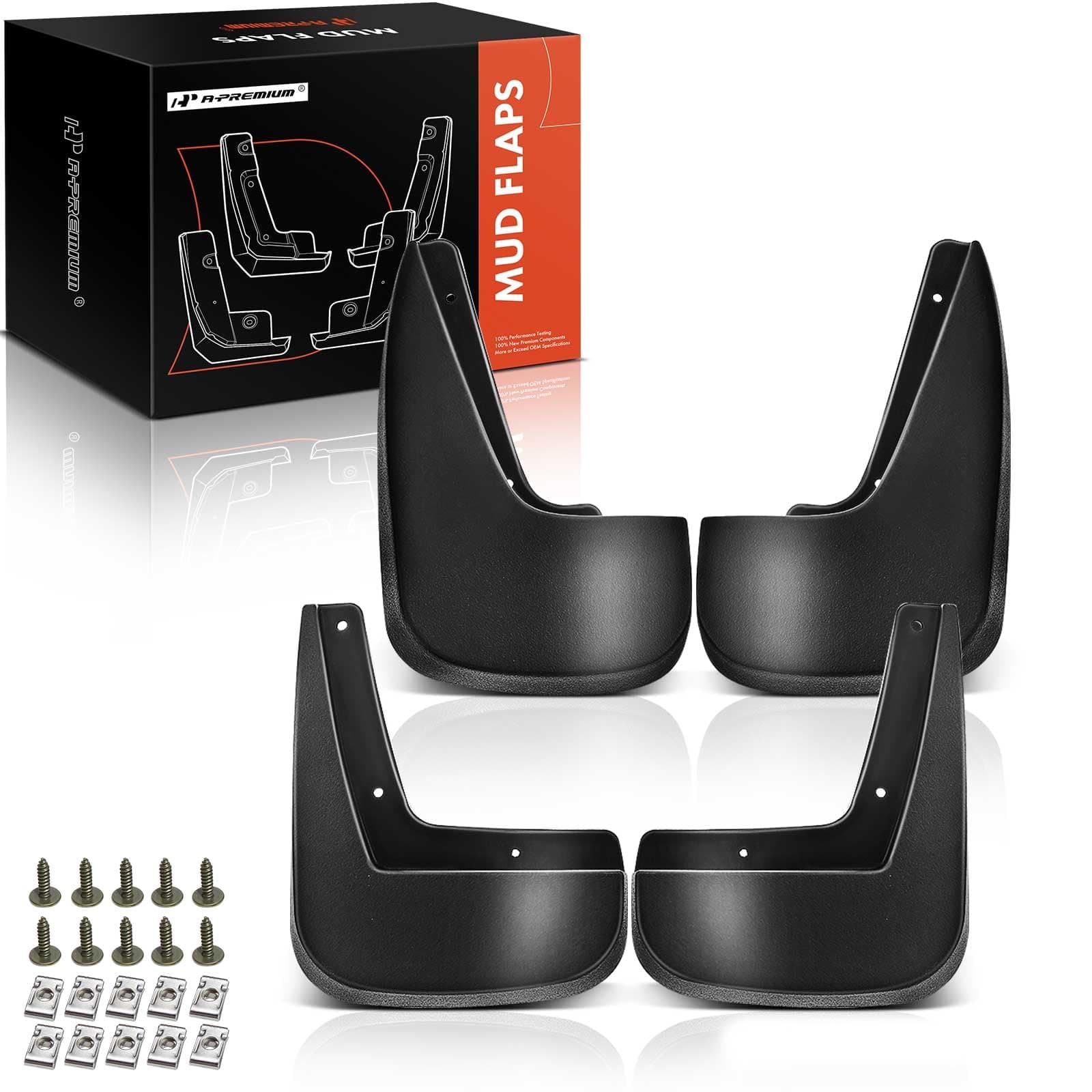 A-Premium Set of 4PCS Mud Flaps Splash Guards Mudguards Mudflaps with Hardware Compatible with Chevrolet Equinox 2010-2017, Sport Utility, (w/Fender Flares), Front and Rear (Driver & Passenger Sides)