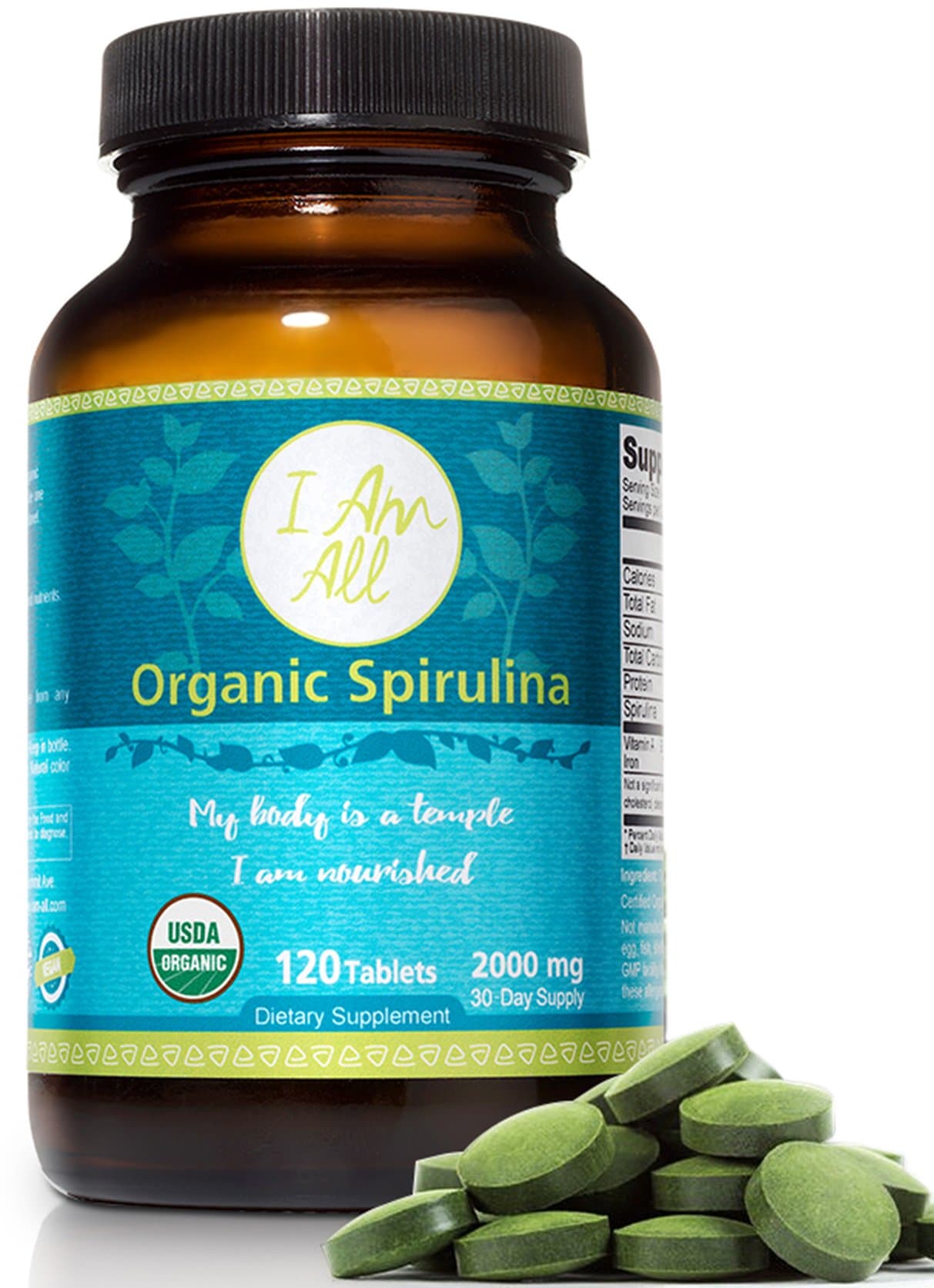 Organic Spirulina Tablets - 2000mg Per Serving - 30 Day Supply