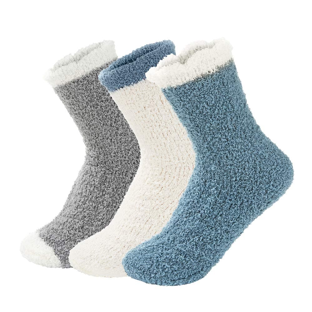 Womens Fuzzy Fluffy Cozy Warm Super Soft Slipper Socks Microfiber 3-8 Pairs Home Socks For Christmas