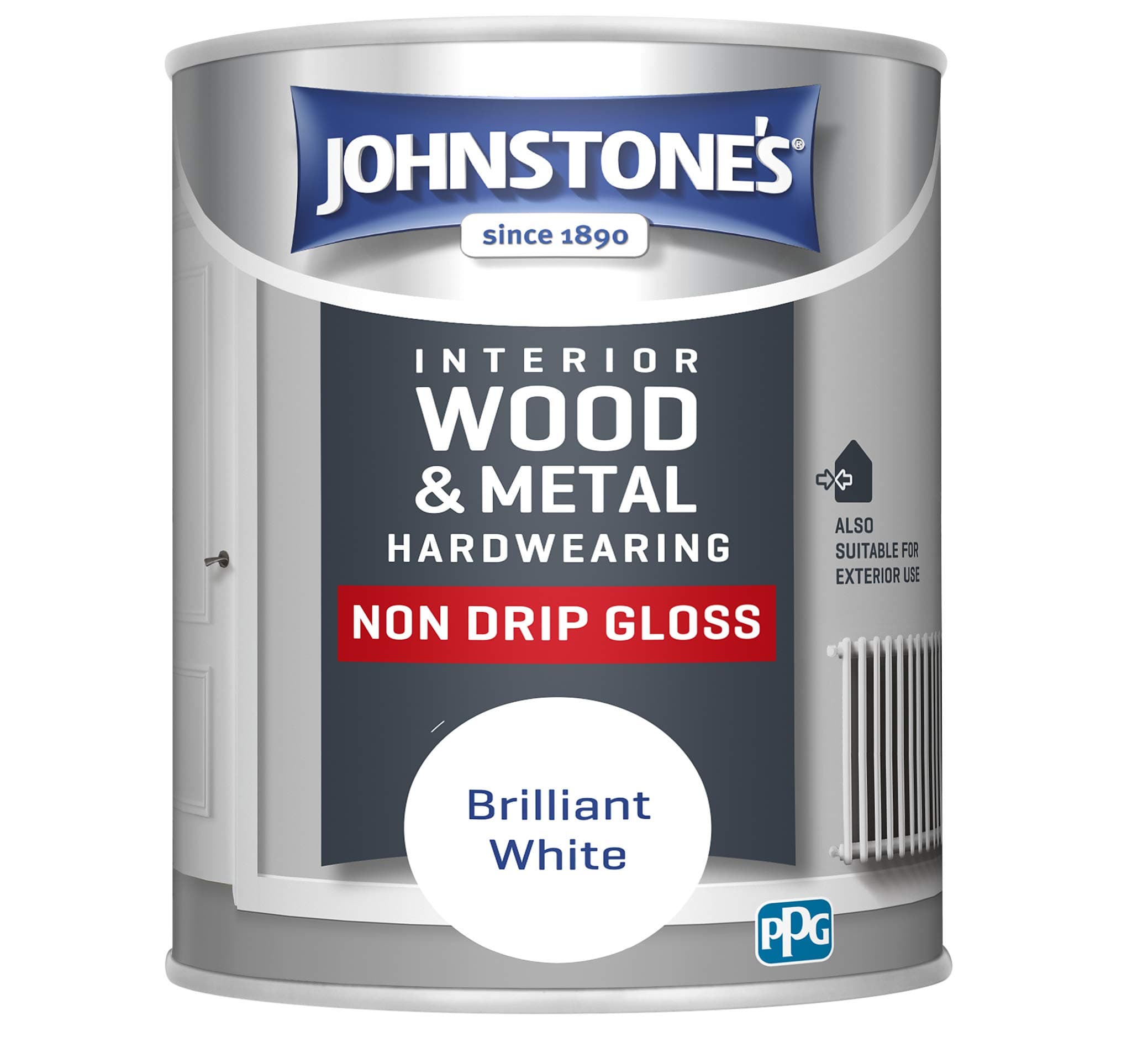 Johnstone's 306533 Non Drip Gloss Paint - Brilliant White 750ml