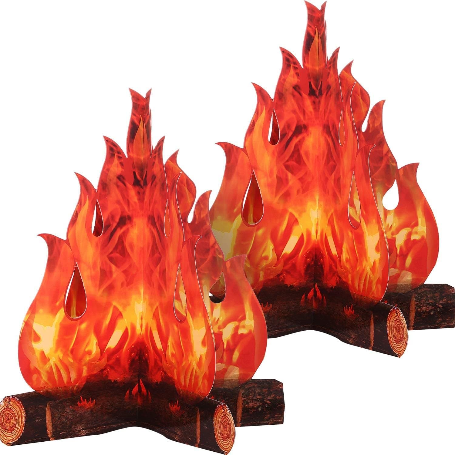 Boao (Red Orange) - 3D Decorative Cardboard Campfire Centrepiece Artificial Fire Fake Flame Paper Party Decorative Flame Torch (Red Orange)
