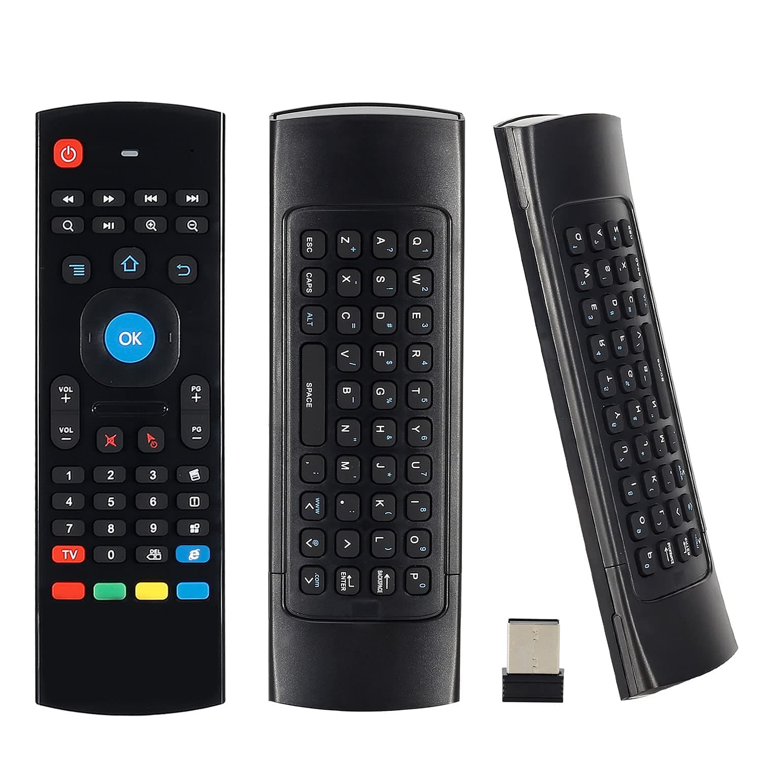 Air Mouse Mini Keyboard Wireless Remote 2.4G Multifunctional Universal W Infrared Learning Air Control for Android Smart TV Box, 3-Gyro and 3-Gsensor, G Box HTPC Mini PC, PS3/4 Xbox 360 with USB