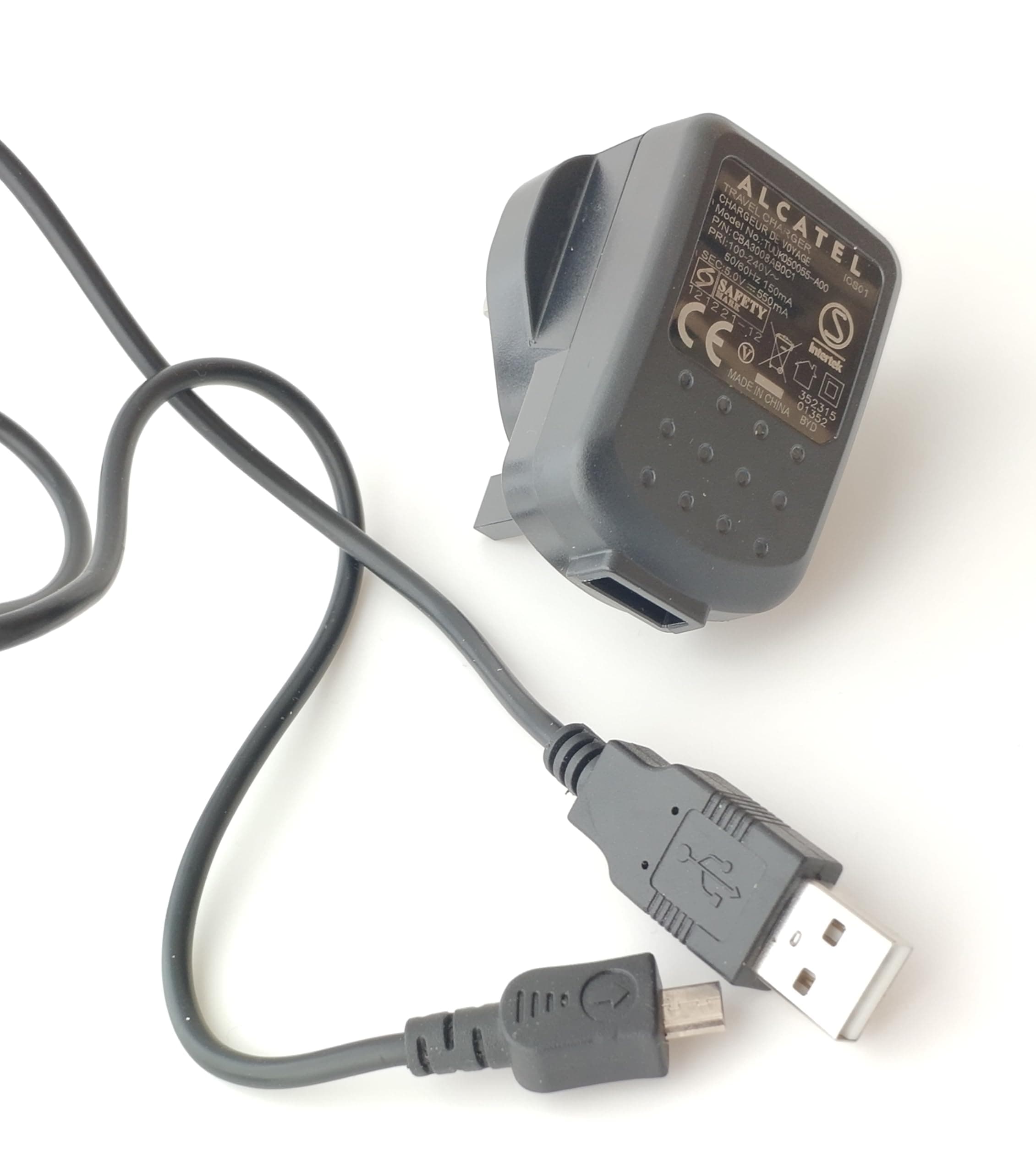 Alcatel Micro USB 400mAh Mains 3-Pin UK Wall Charger Adapter - Compatible With Alcatel Pixi 4 (4), 3 (8) LTE, 3 (8) 3G, Idol 3 (5.5), 3 (4.7) And More