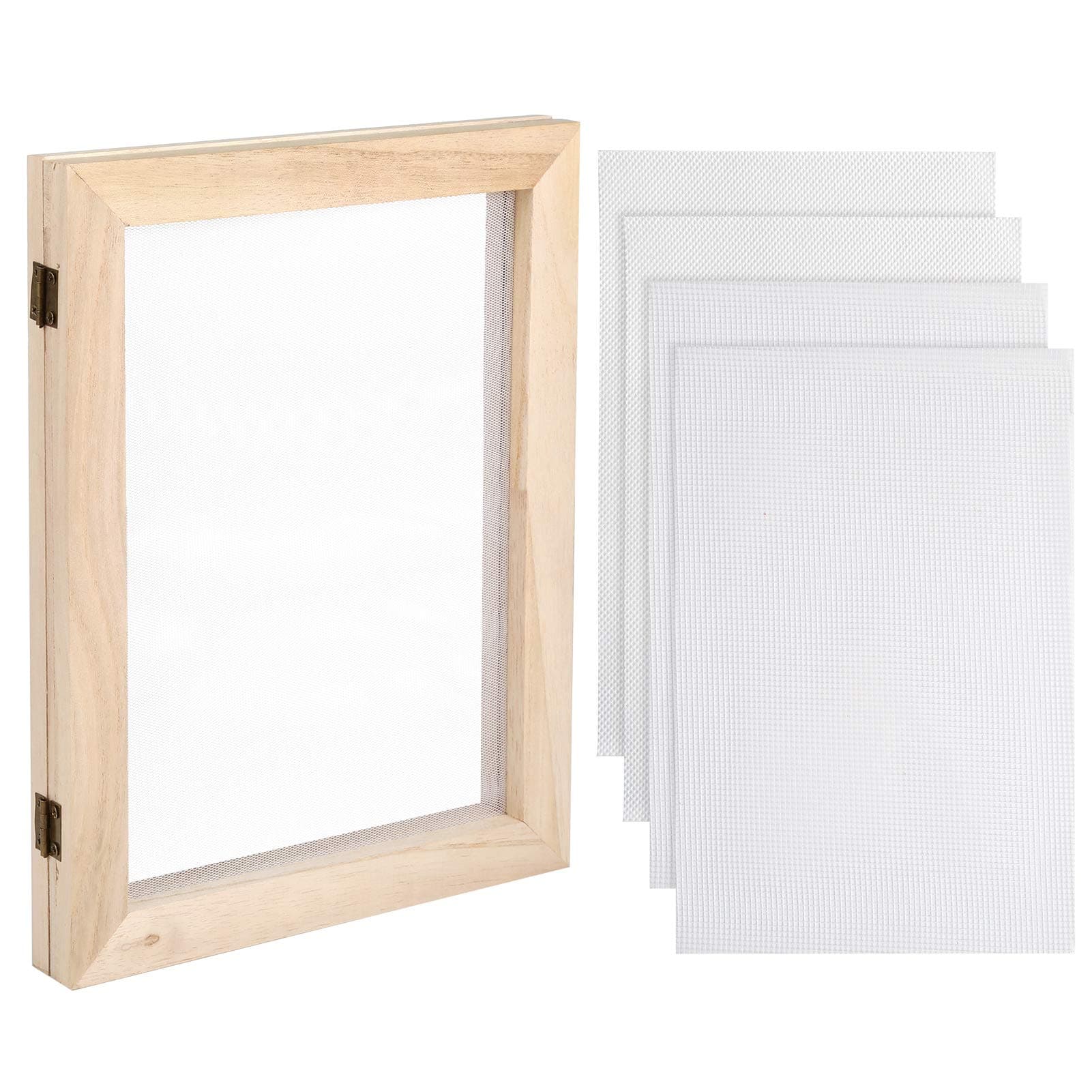 Aoibrloy Paper Making Screen Kit, 7.5 x 9.8 Inch Size Wooden Paper Making Mould Frame, Papermaking Kit for DIY Paper Making Craft