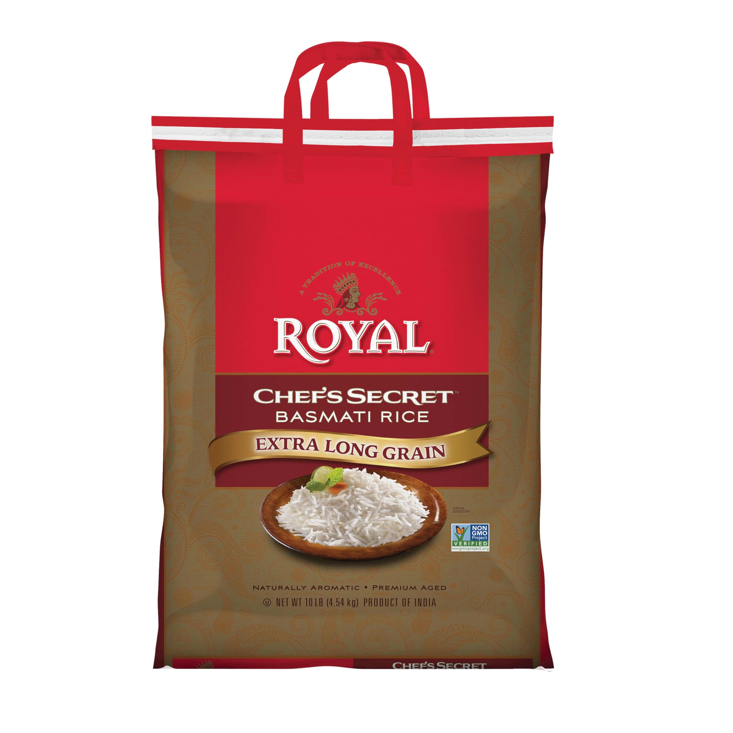 Royal Chef's Secret Basmati Rice - Premium Extra Long Grain White Rice, 10 lb Bag