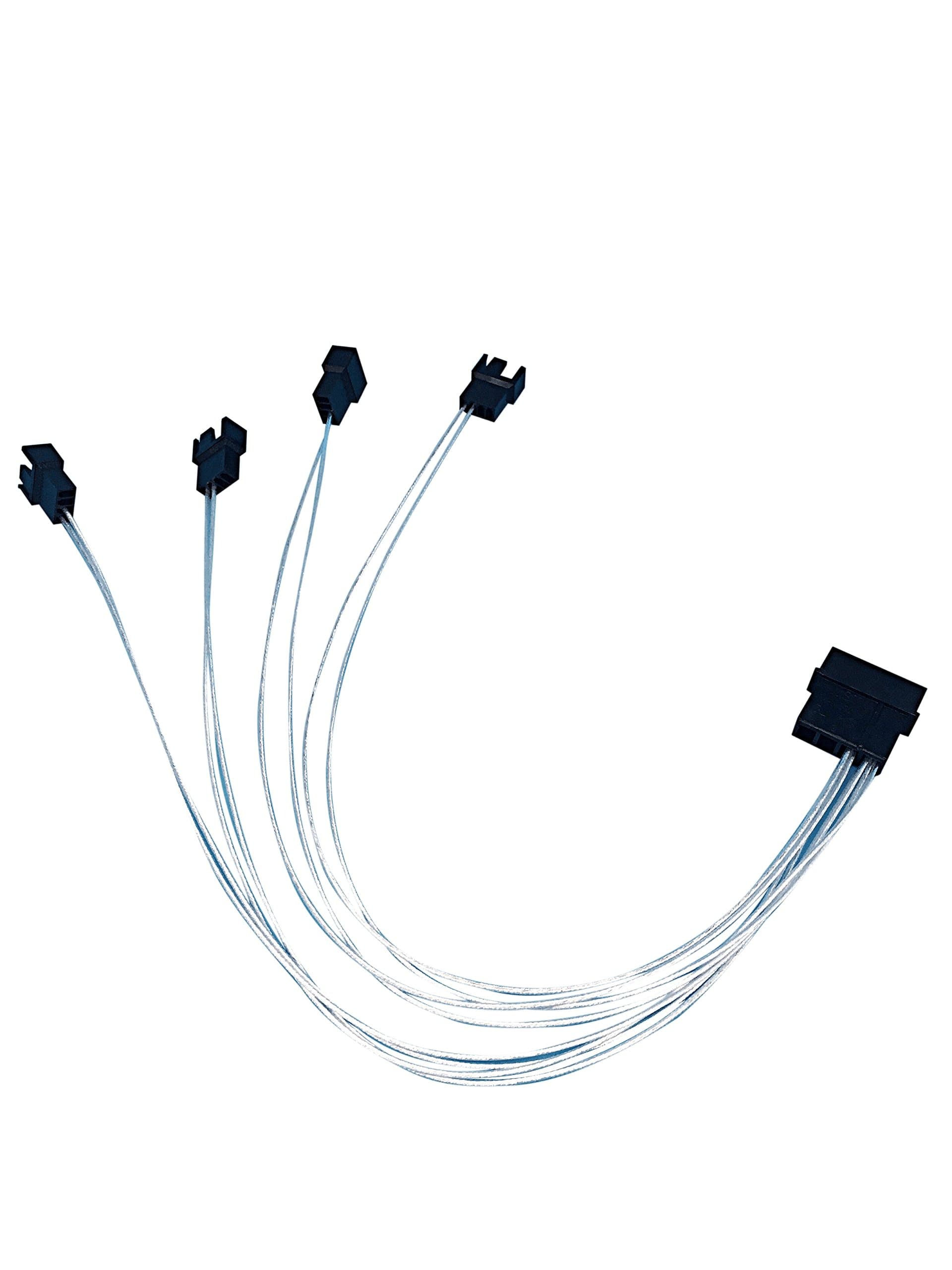 Eyeboot 2-Pin Male Molex to 4 x 2 Pin Male Computer Case Fan Power Connector Y-Splitter Adapter Cable