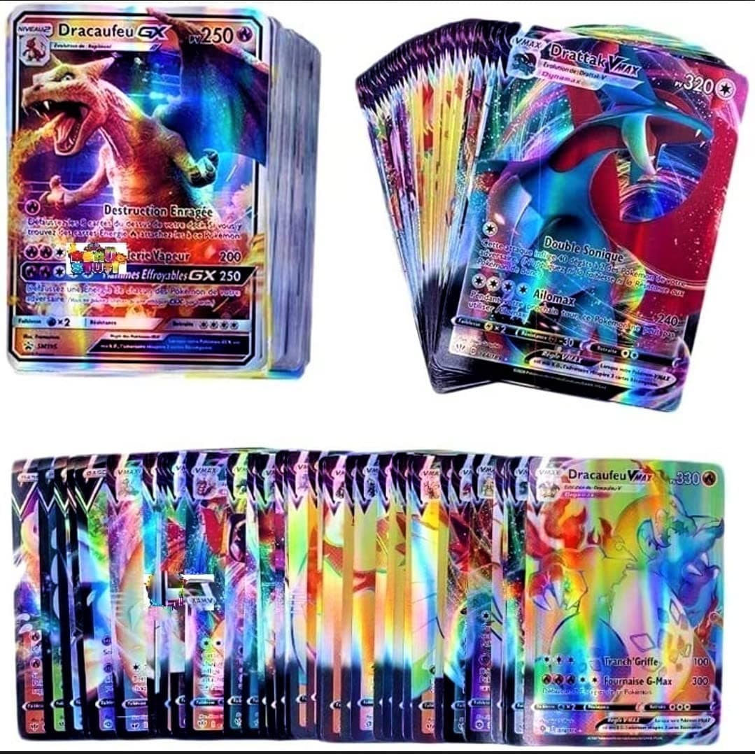 Thrifx || Premium Mega Poke Cards 300 Pcs Glossy Basic Vstar Gx Vmax Trainer Cards Best Toy Gift for Real Booster Box Packs Elite Collectors and Kids (Pack of 300)