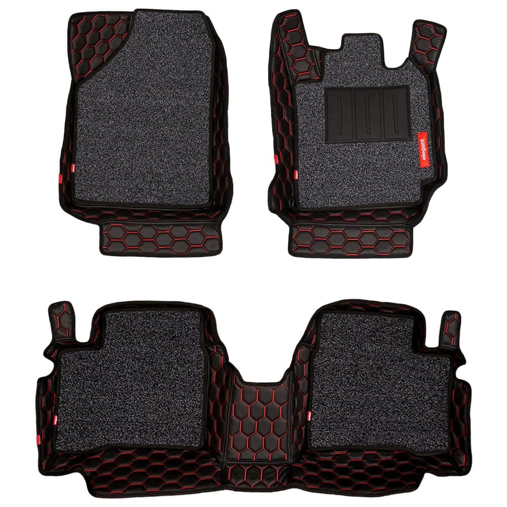 Elegant New Maruti Suzuki Brezza 2022-2025 Custom Fit 7D Car Floor/Foot/Mat (Star Black and Red)