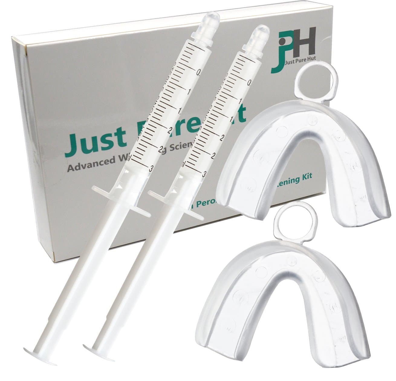 Just Pure Hut Dentist Teeth Whitening Kit - Zero Hydrogen Peroxide - Best Pro at Home Whitener - Natural Ingredients Gel for a White Healthy Smile - No Bleach for Sensitive Tooth