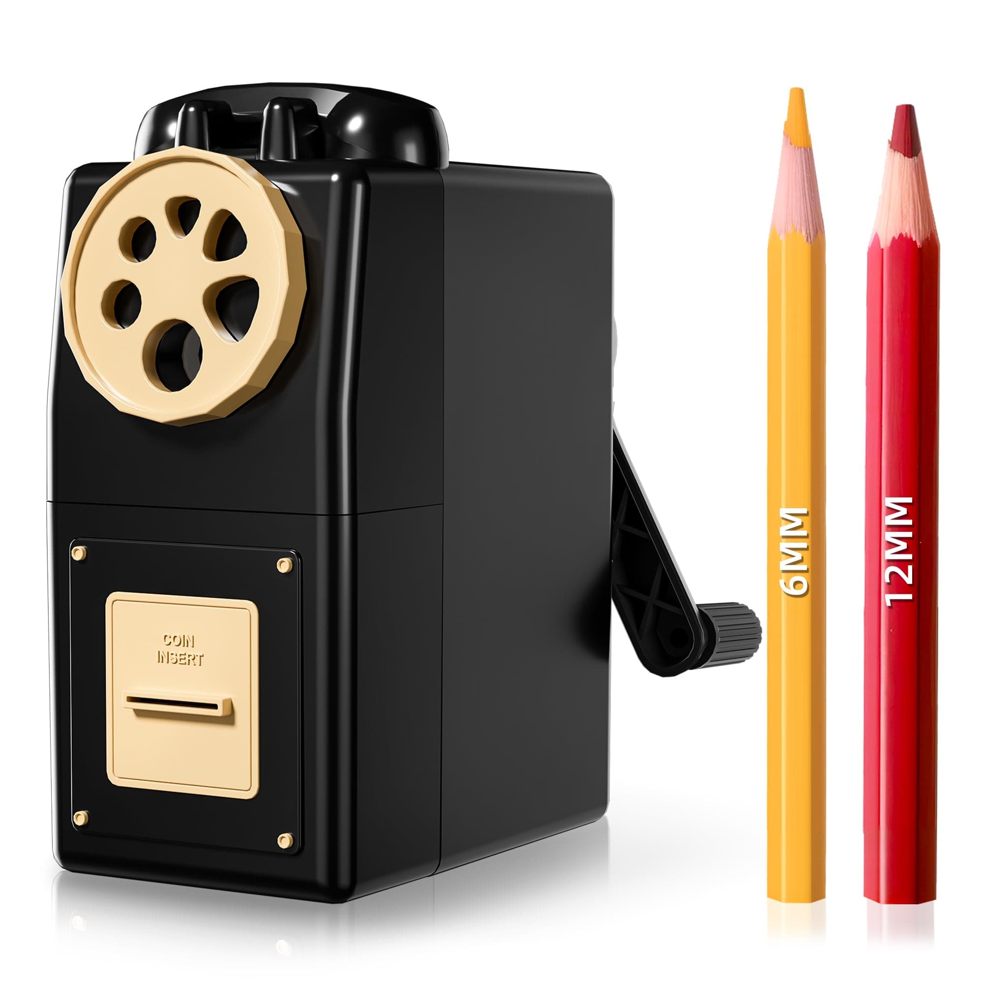 ZMOL Manual Hand Crank Pencil Sharpener - Heavy Duty Desktop Pencil Sharpener for Colored Pencils, Children's Classroom & Professional Use