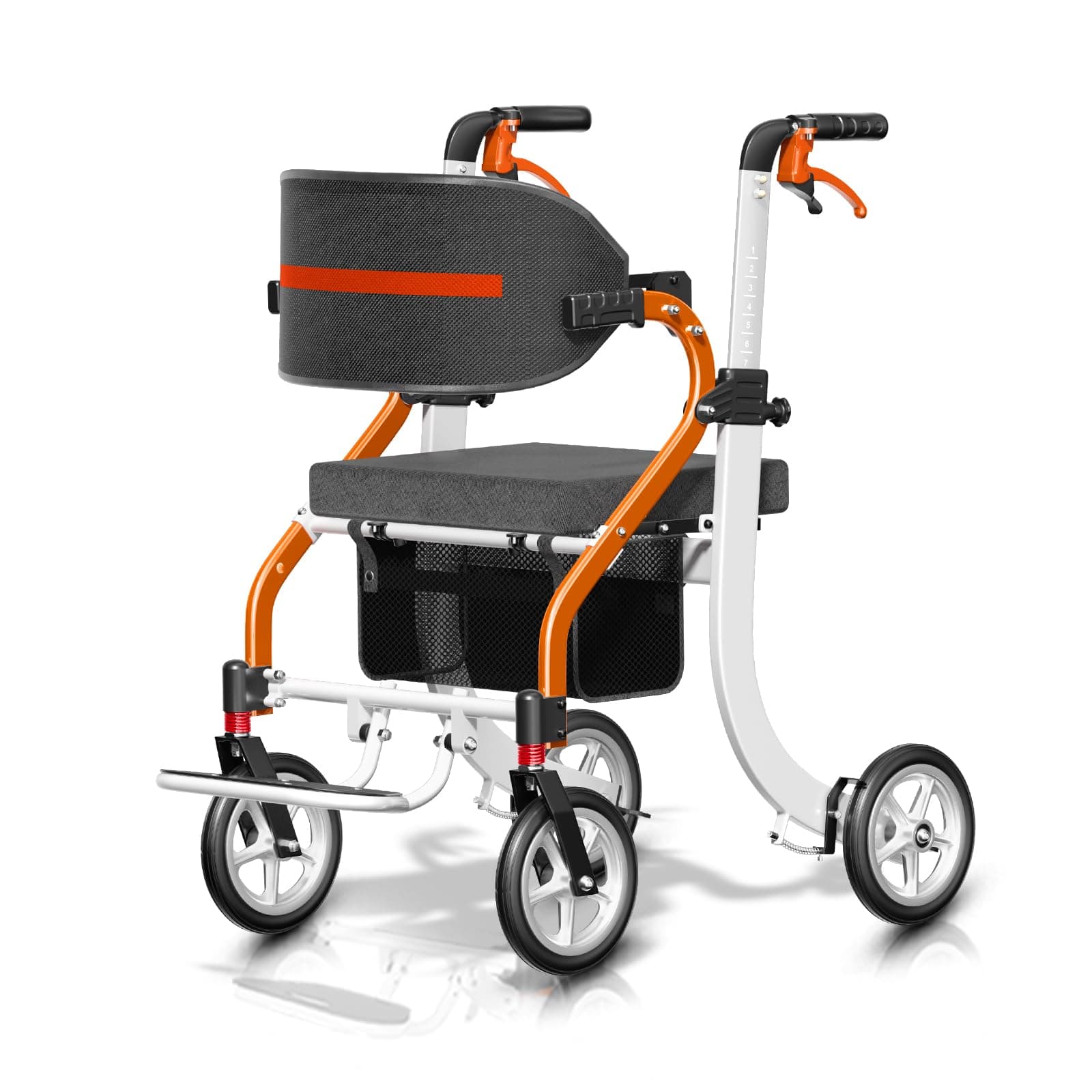 Nihhcune 4-in-1 All-Terrain Upright Rolling Walker Wheelchair Combination, No Installation, One-Step Folding Walker with Seat, Rollator Walker with Storage Bag for Seniors & Adults of Different Height