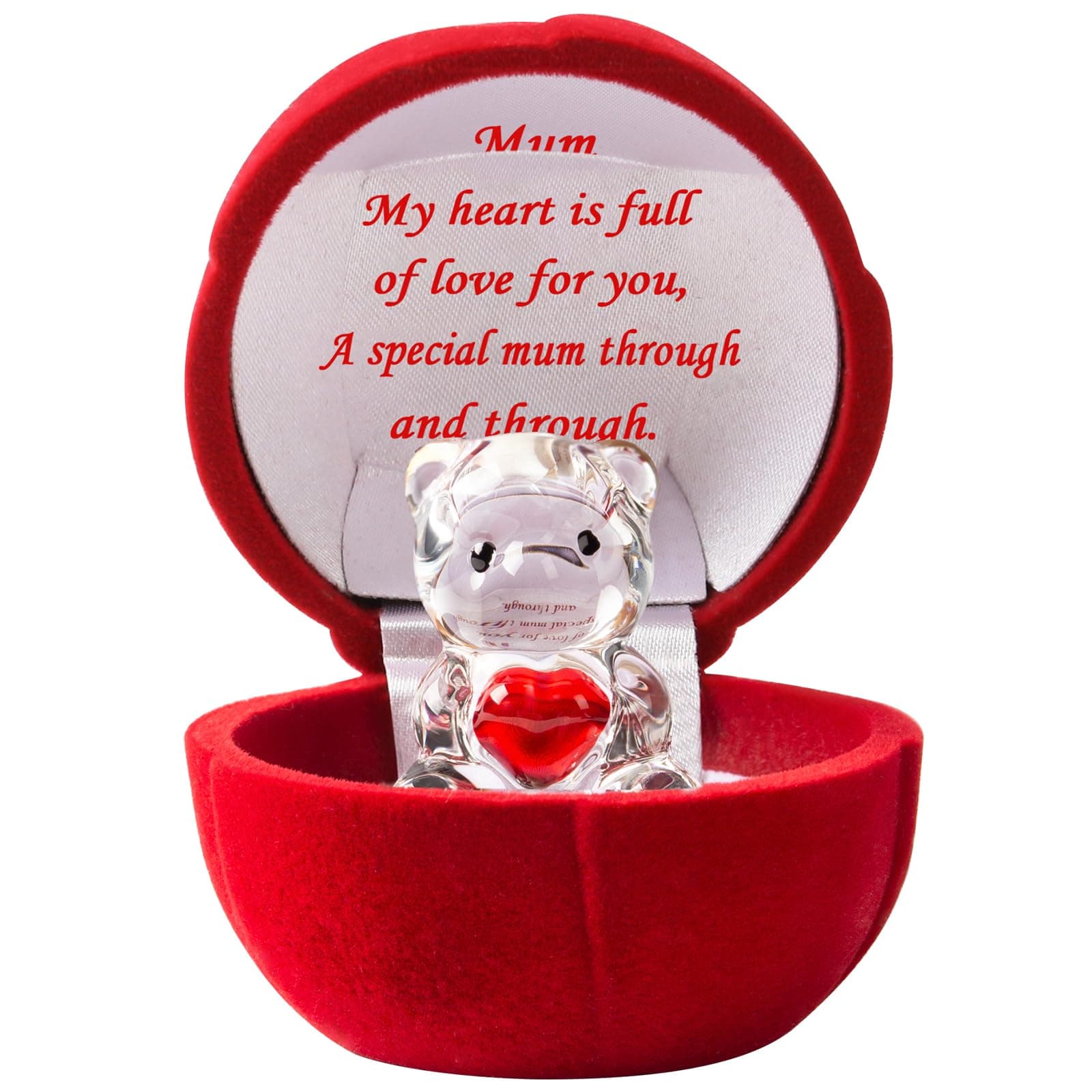 ERWEI Crystal Bear in Gift Box for a Special Mum Glass Bear Figurines for Mum Mummy Mama Mothers Day Christmas Birthday Gifts for Mother