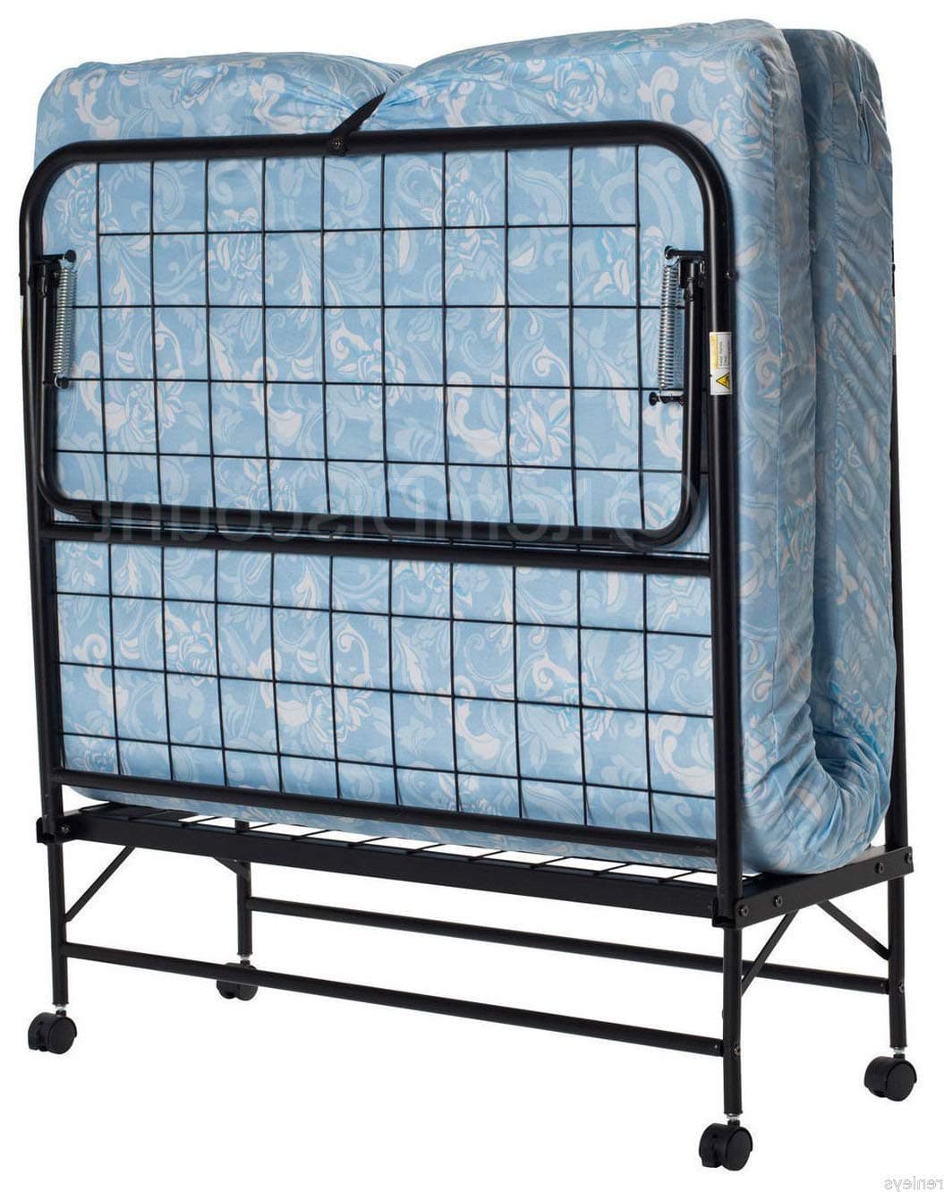 Selva Twin Folding Bed Cot | Portable Foam Mattress Guest Roll Away Comfortable Sleeper for Camping Outing Fire Camp Bedroom Living Room Outdoor Easy Caster | Heavy Duty Transport Durable Metal Frame