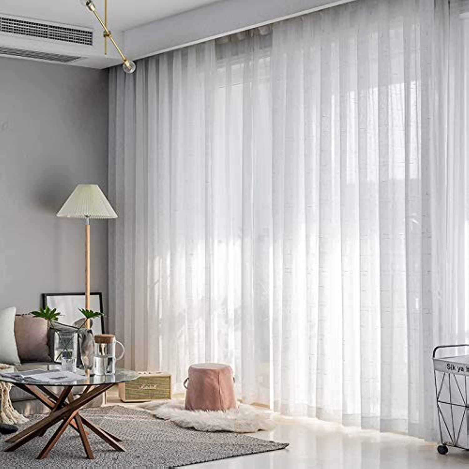 TTS Sheer Curtains with Ring Top (Silver Silk, 250x270cm)