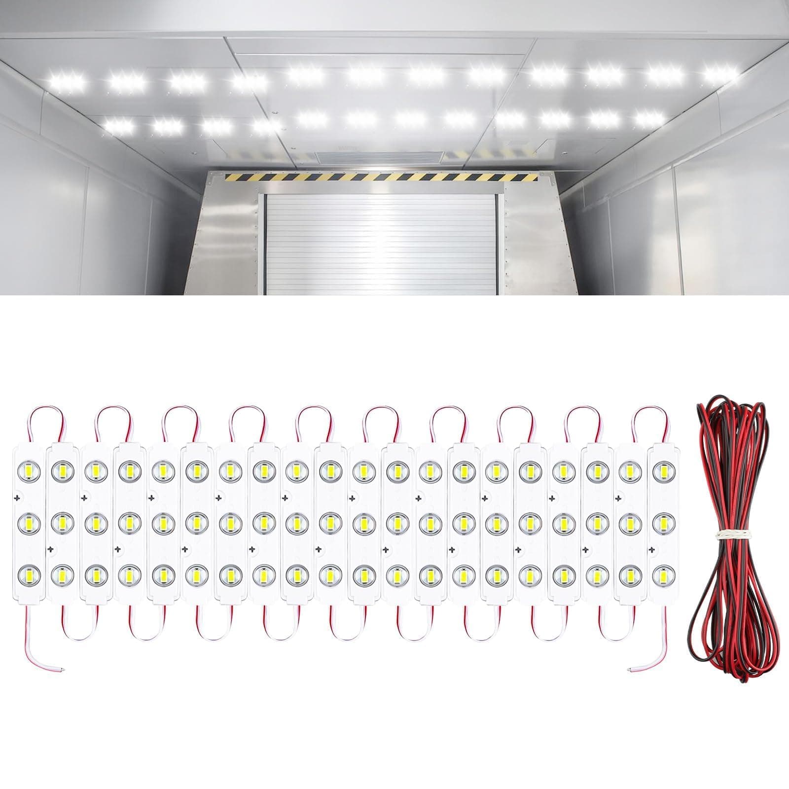 Linkstyle 60 LED 12V Van Interior Light Kits, 12V LED Light Strip, Super Bright Ceiling Work Lamp Enclosed Trailer Lights for Auto Truck Van RV Boats Bus Christmas Decor, 20 Modules