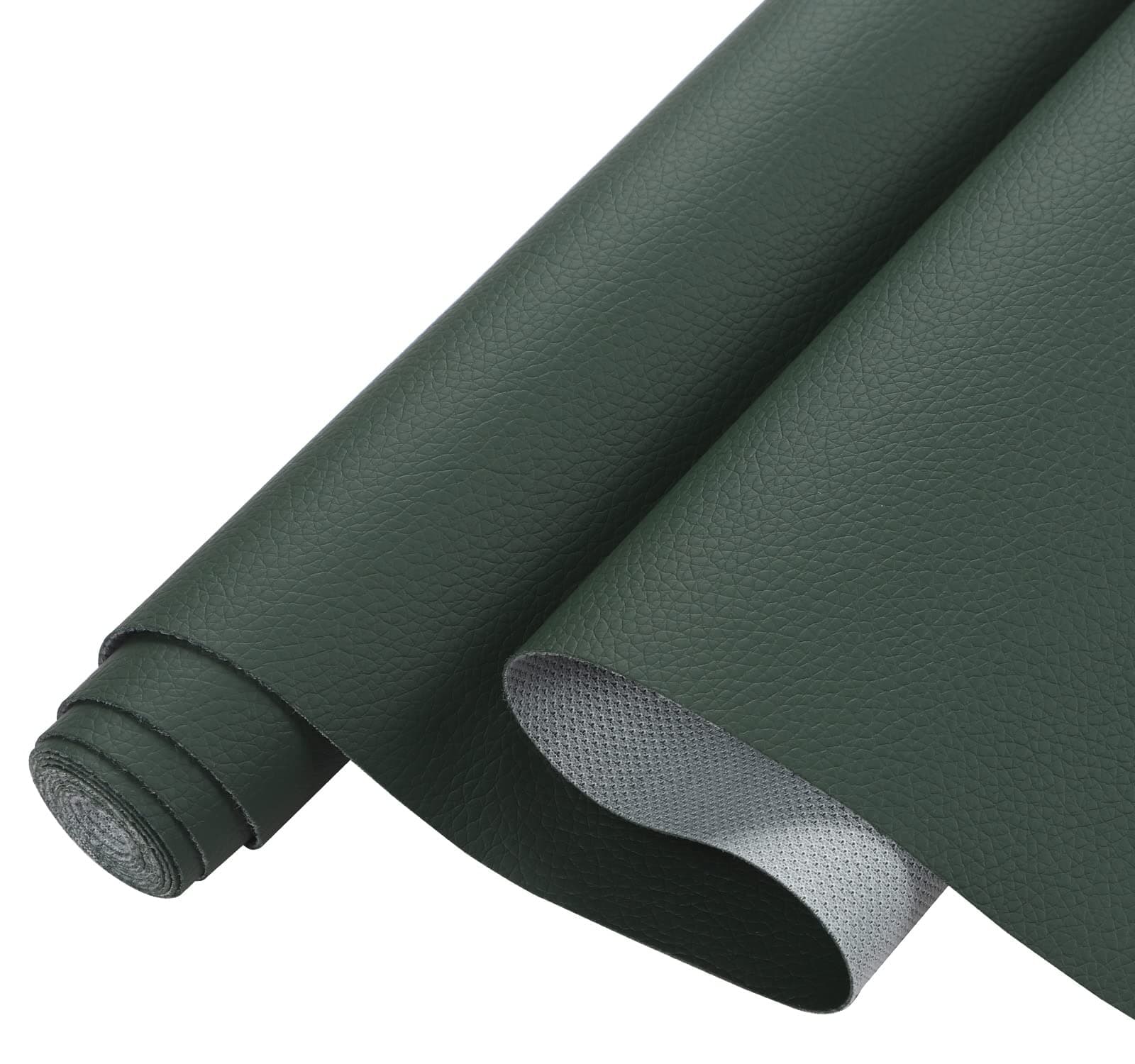 Picheng Lychee Texture Solid Color Faux Leather Sheets13.8 X53(35cmX135cm),Soft Faux Leather Roll Very Suitable for Making Crafts,Leather Earrings, Bows,Sewing DIY Projects (Olive Green)
