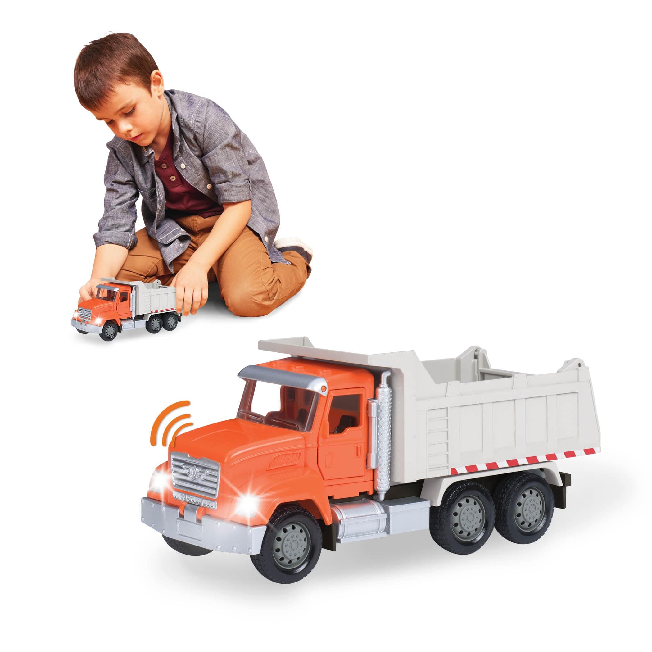 DRIVEN by Battat WH1006Z Micro Dump Dumper, Lights, and Sounds – Trucks, Work Vehicles, and Construction Toys for Kids Aged 3 and Up, Multi-Colour
