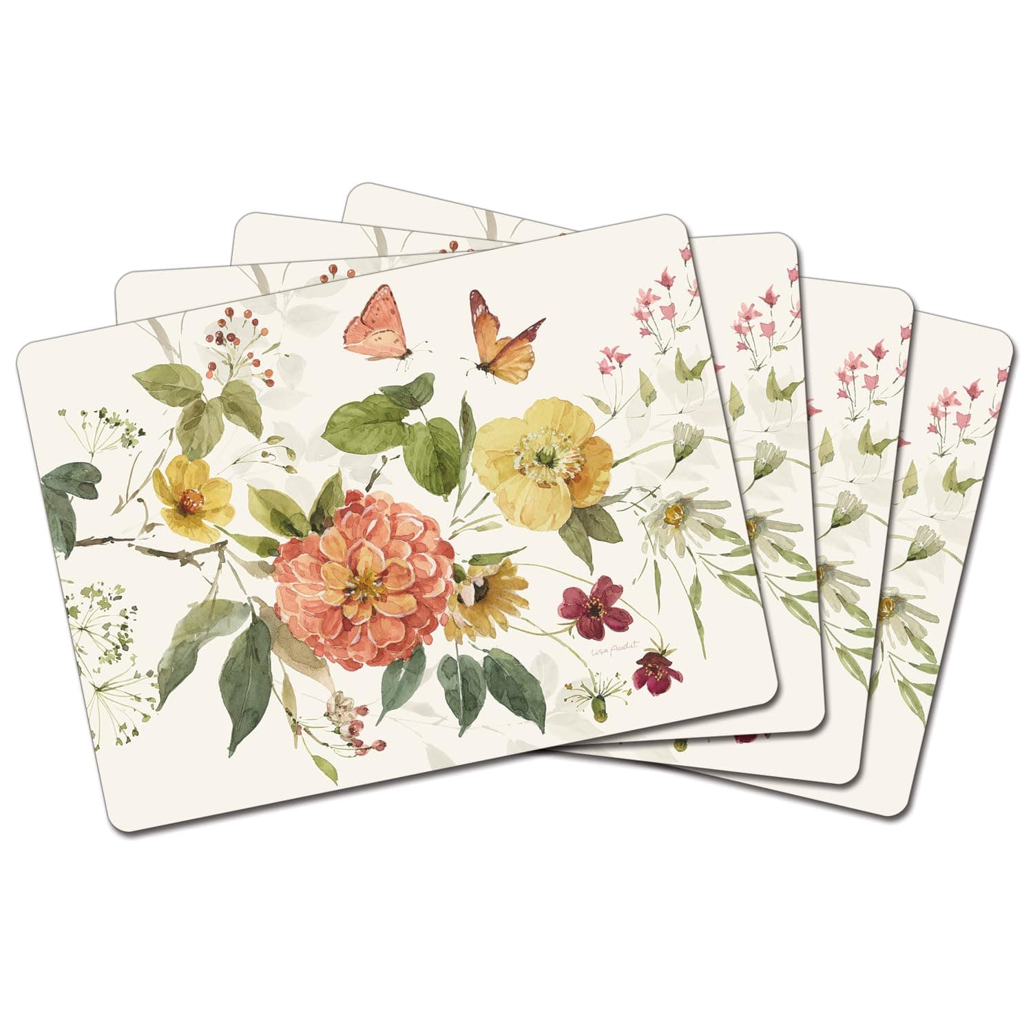 Blessed by Nature Premium Decorative Hardboard Tabletop Placemats 4 Pack Manufactured in The USA Artistic Easily Wipes Clean