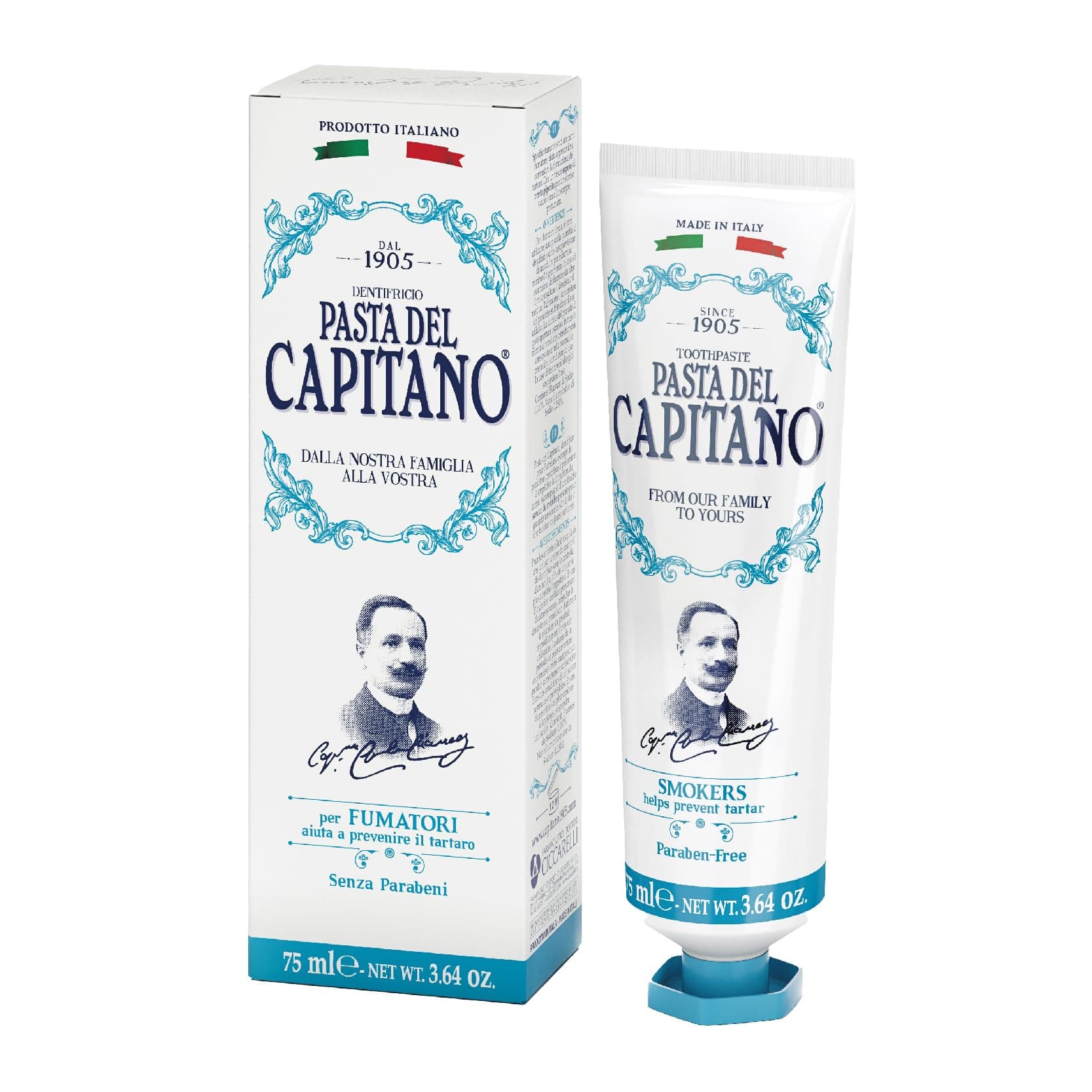 Smoking Toothpaste, Specially Designed for Smokers, Fights Tartar Formation, Fresh Peppermint Flavour, 100% Made in Italy, 75 ml Tube