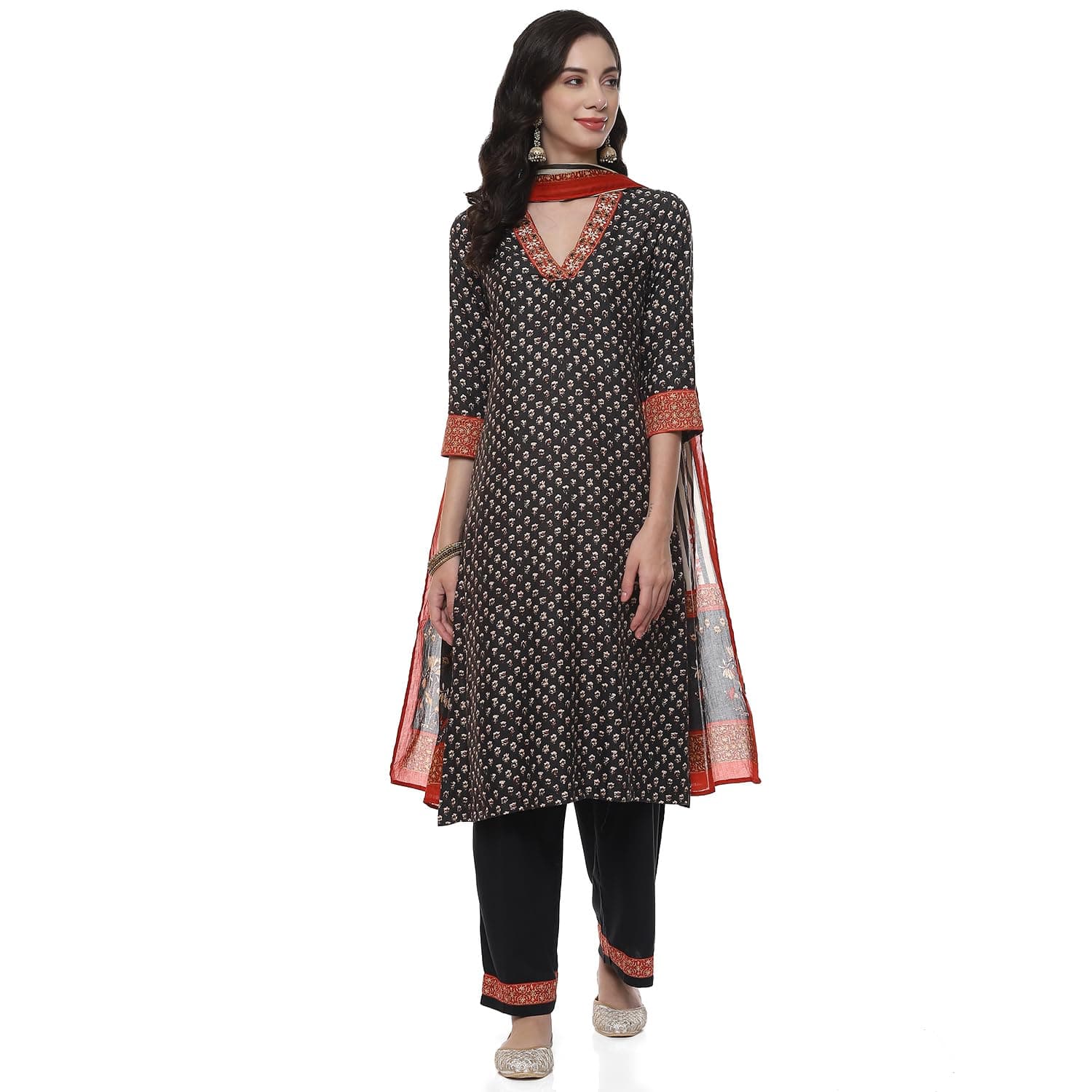 BIBA Womens Women Printed Straight Suit Set