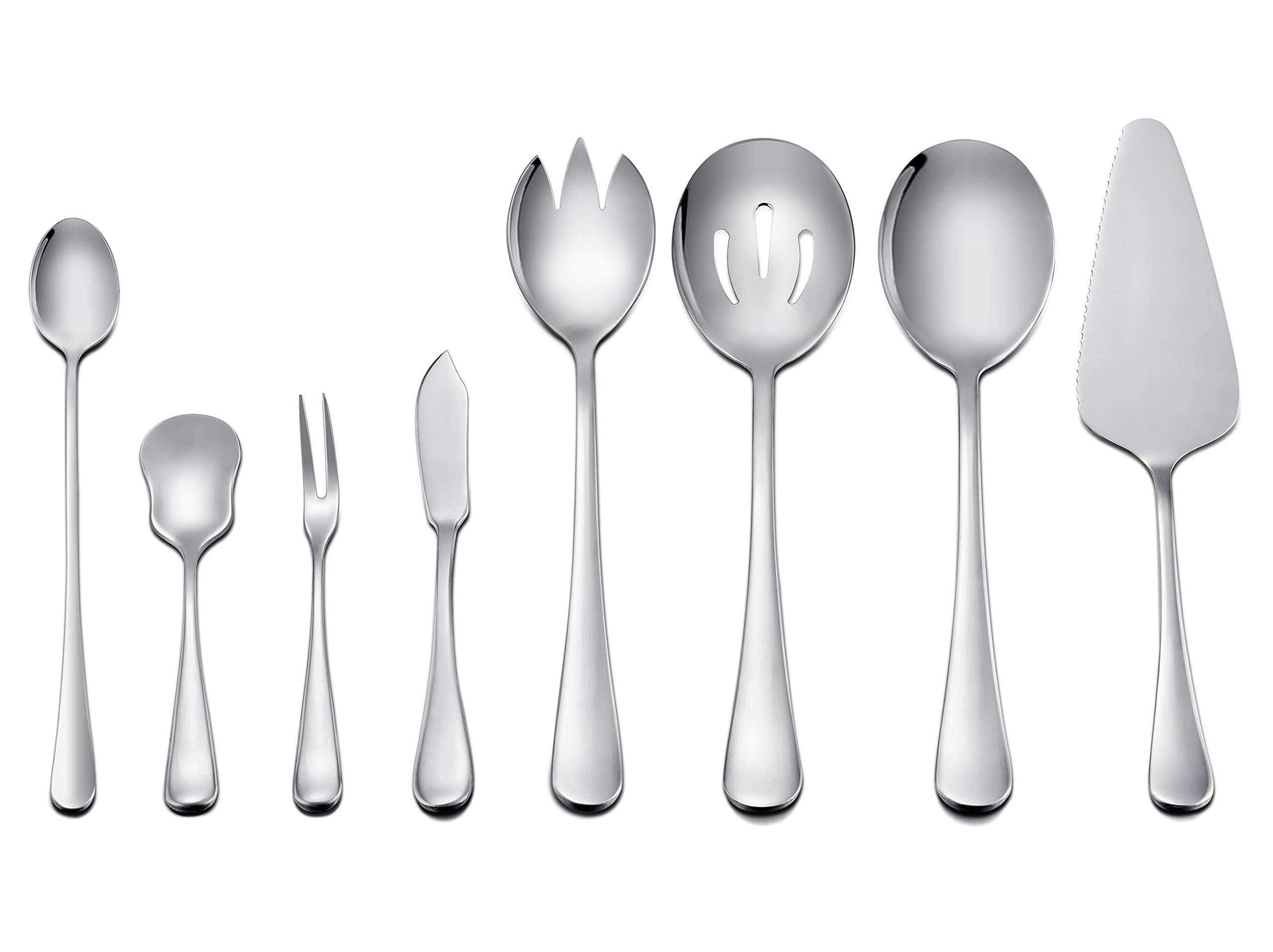 LIANYU 8-Piece Serving Utensils, Stainless Steel Flatware Hostess Serving Set, Mirror Finished, Dishwasher Safe