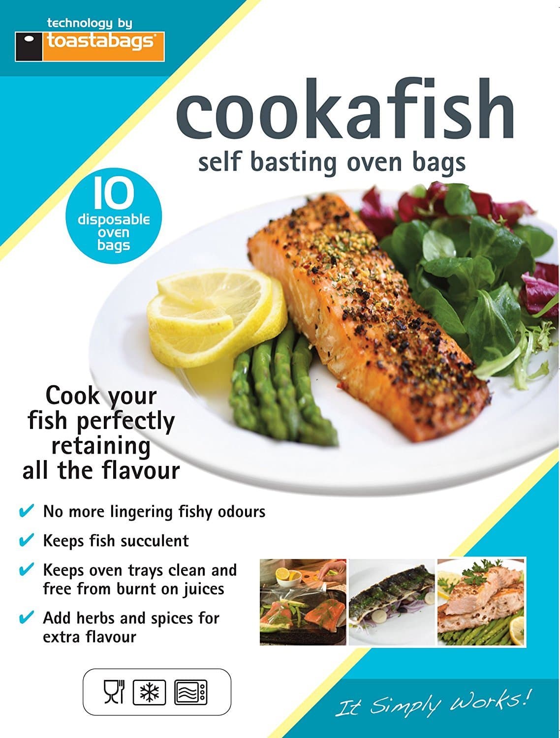 cookafish Fish Oven Bags – Mess-Free Cooking Bags for Salmon, Cod & Seafood | Juicy, Flavor-Sealing, BPA-Free, Heat Resistant (10 Count)