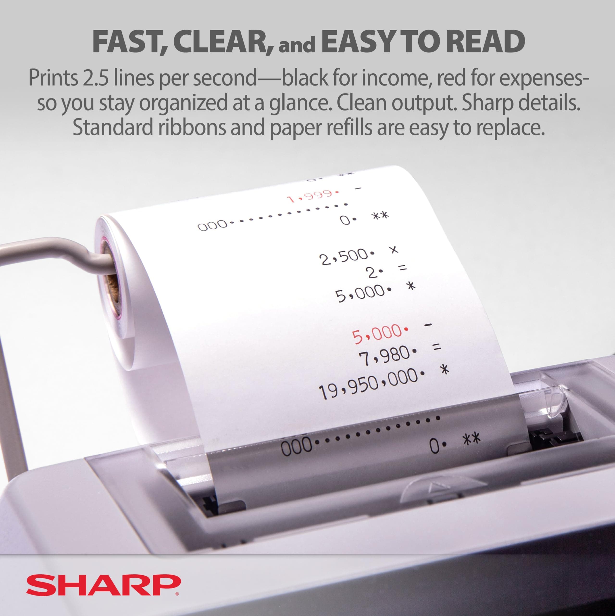 Sharp EL-1801V calculator - calculators (Pocket, Printing calculator, White, Ink ribbon, 193 x 63.5 x 256.5 mm)