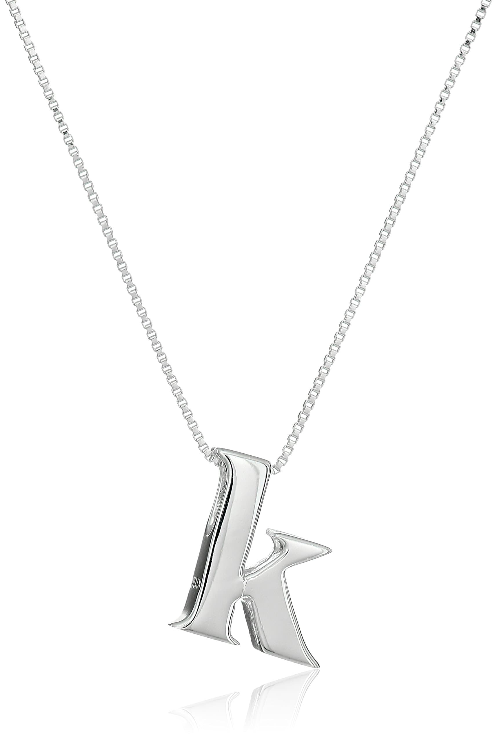 Amazon Collection Sterling Silver Slide Initial Pendant Necklace, 18"