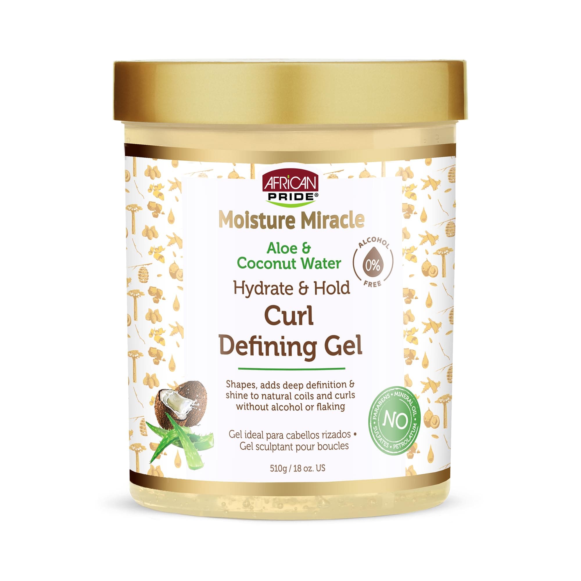 Moisture Miracle Hydrate & Hold Curl Defining Gel for Curly & Coily Hair, Controls Frizz, Hydrates, Defines Coils & Curls, No Flakes, 18oz