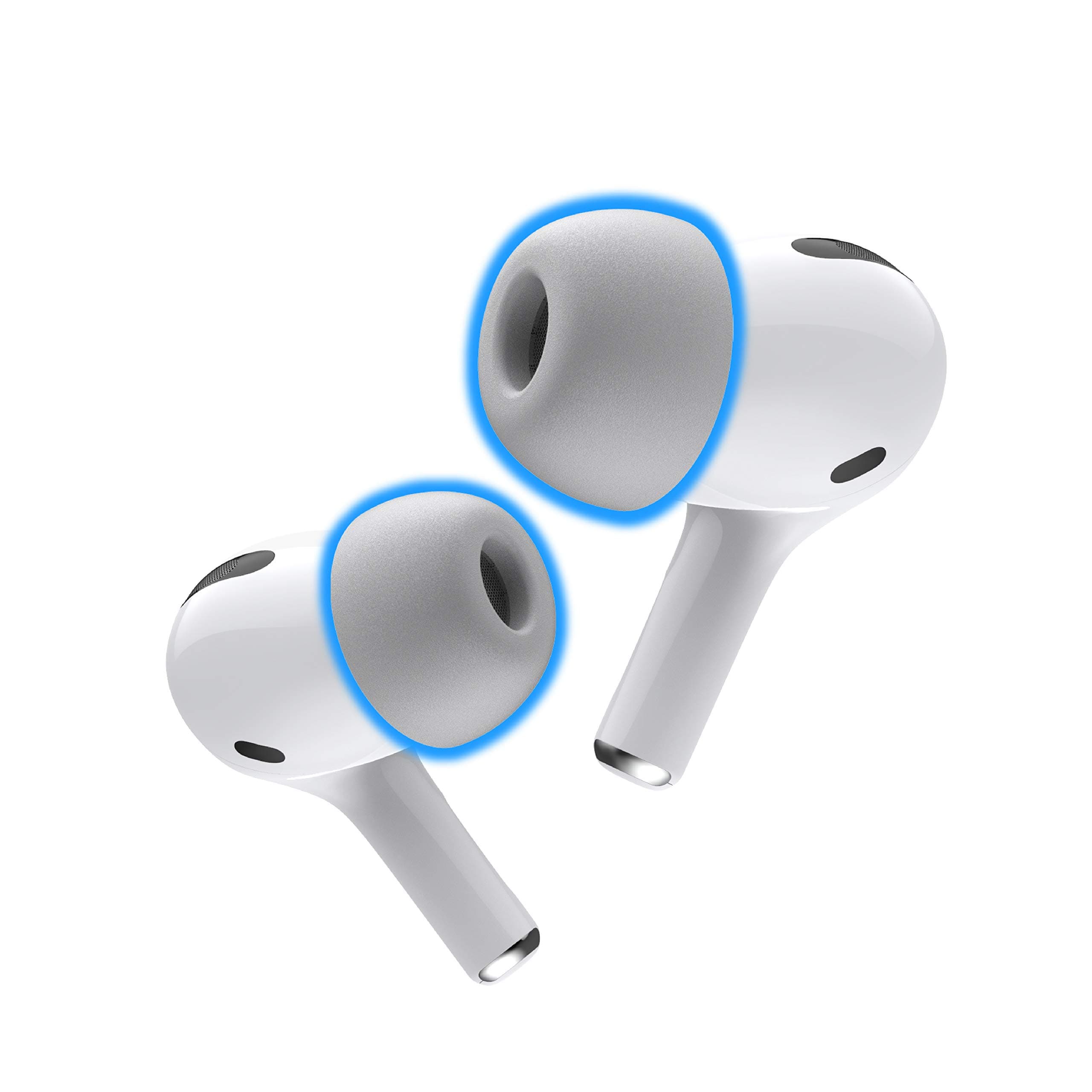 Foam Masters Memory Foam Ear Tips for AirPods Pro 1st & 2nd Gen | Comfortable | Secure | Better Noise Cancellation | Version 3.0 Replacement Buds (Large - 3 Pairs, Gray)