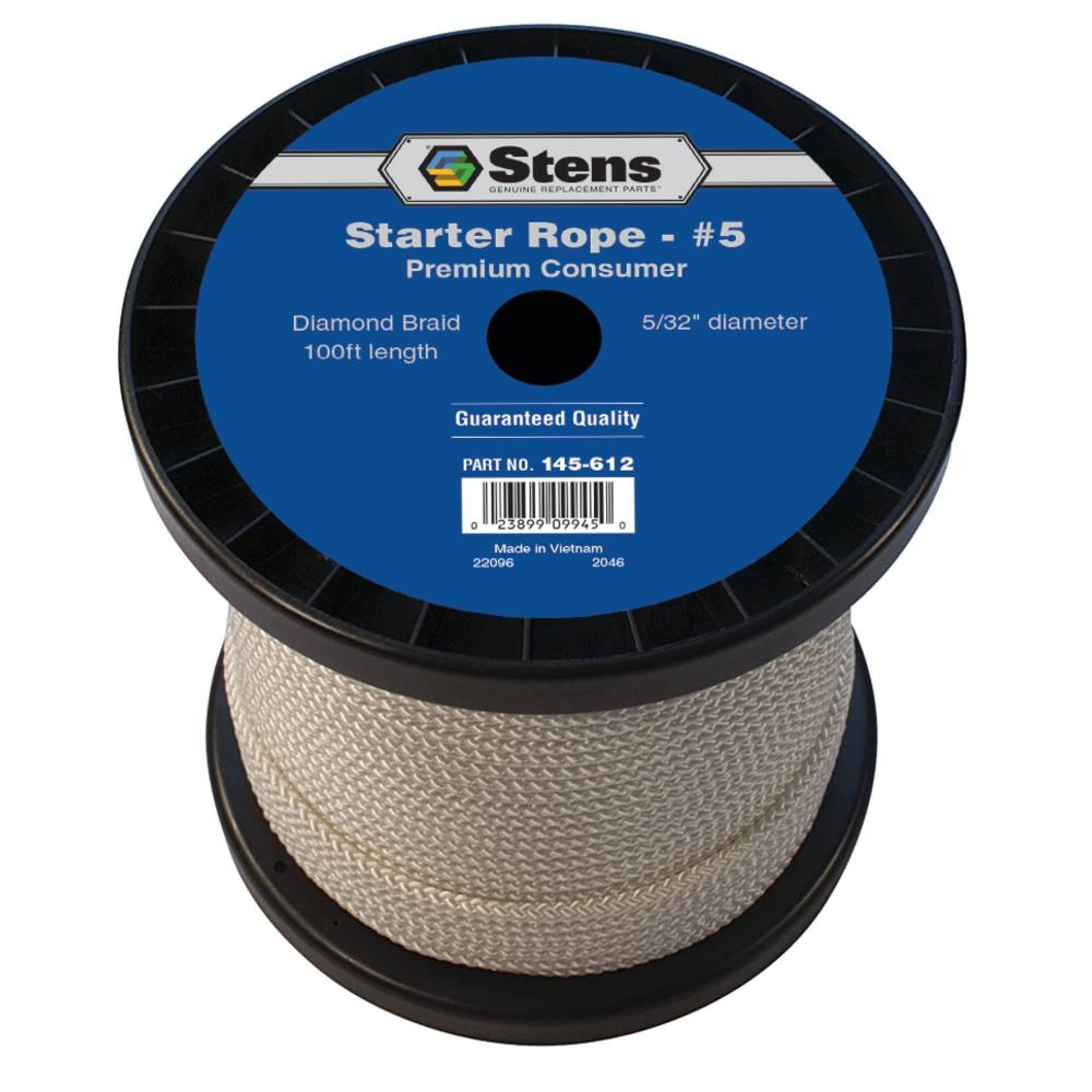 Stens New 100' Diamond Braid Starter Rope 145-612#5 Diamond, White