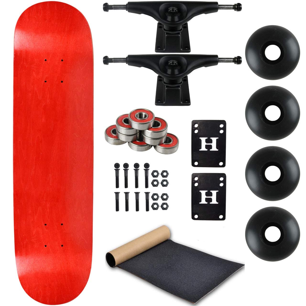 Moose Complete Skateboard Stain Red 7.5" with Black Trucks and Black Wheels
