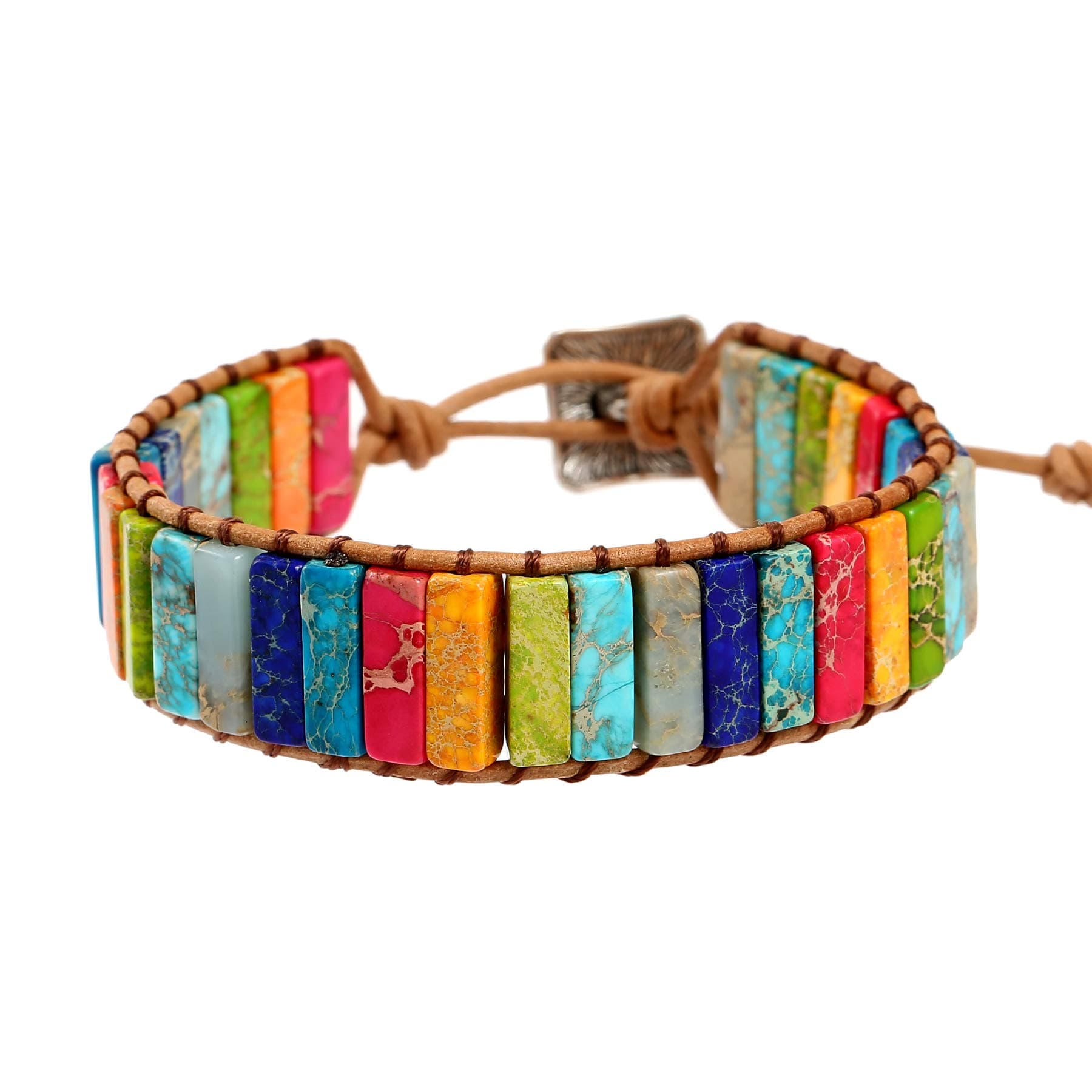 Boho Natural Stone Wrap Bracelet, Handmade Gemstone 1-5 Wrap Adjustable Bracelet Jewelry for Women, Symbol of Transformation Daily Wear Gift