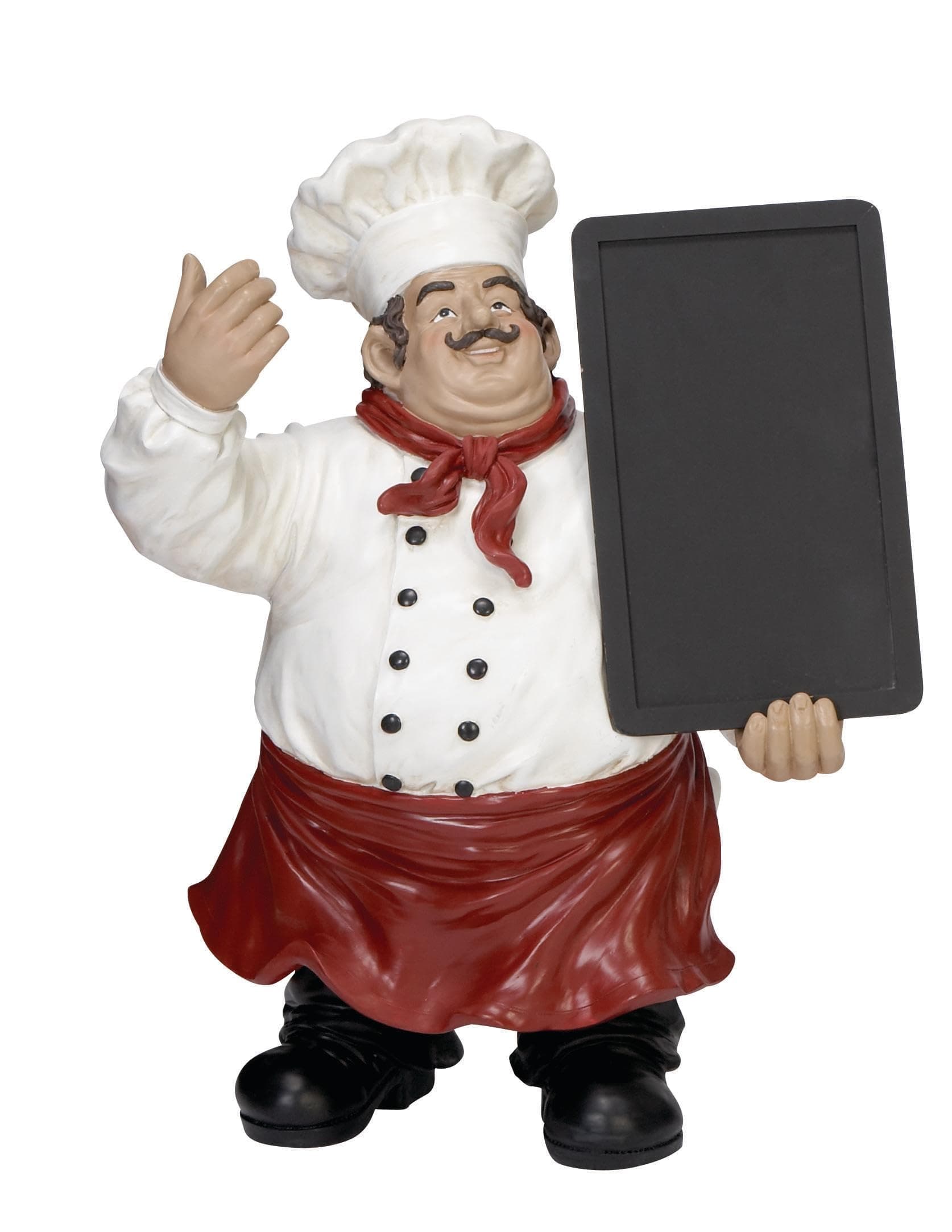 Deco 79 Polystone Chef Decorative Sculpture Home Decor Statue with Chalkboard, Accent Figurine 15" x 9" x 19", Multi Colored
