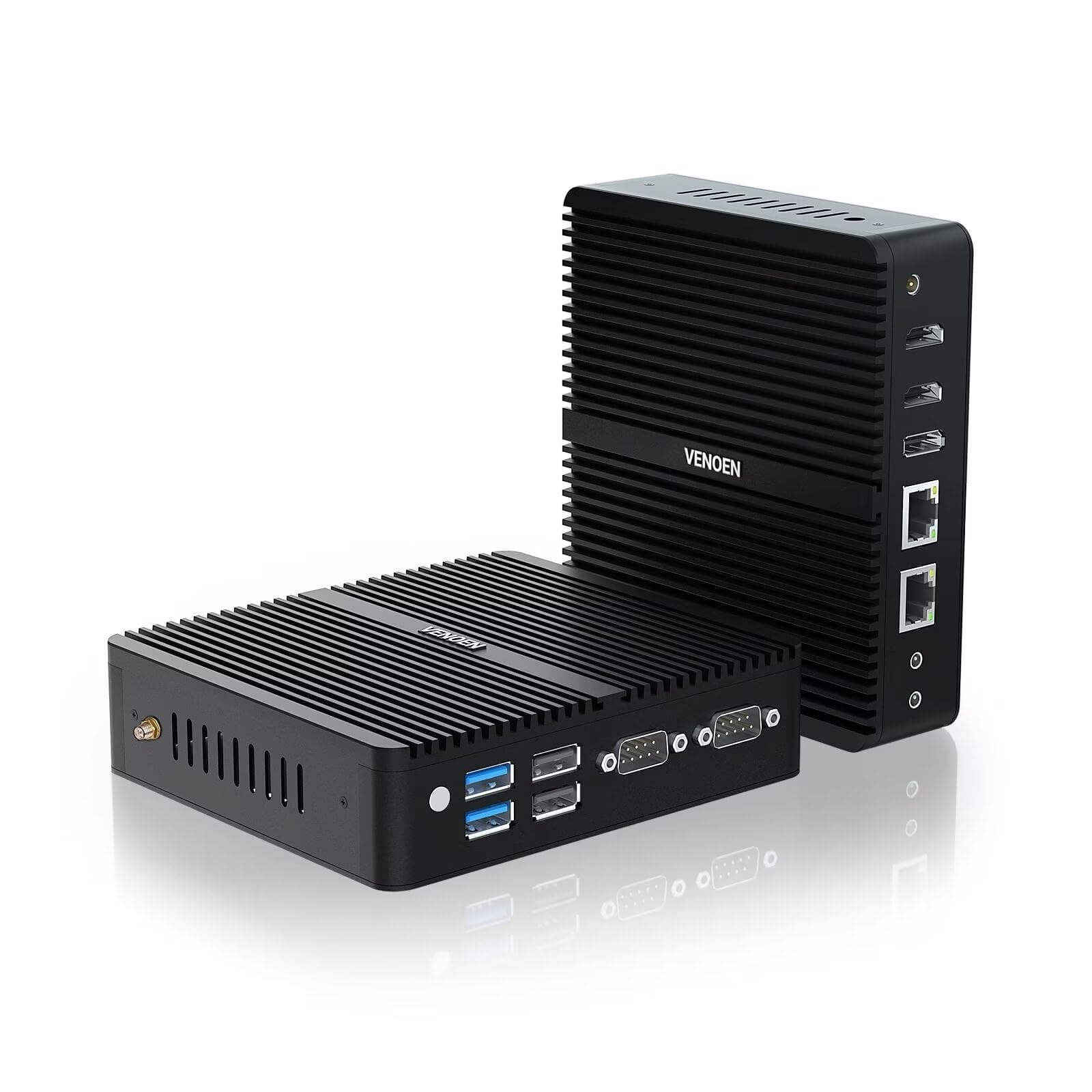 VENOEN Fanless mini PC Win 11 Pro Industrial PC 12th Gen in-tel J6412 Processor, 8G DDR4 256G M.2 SSD Office Home Industrial Mini Computer, 2xHD+DP Triple Display/2xLan/2xRS232 COM/WiFi/BT 4.2